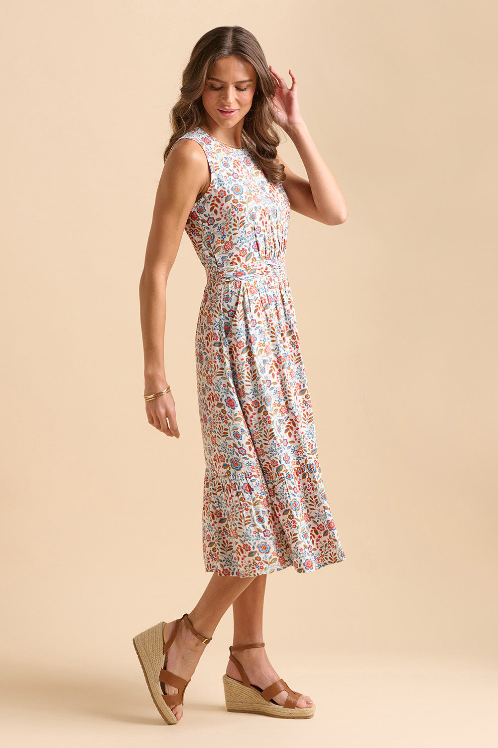Cream Secret Garden Midi Dress - Multi