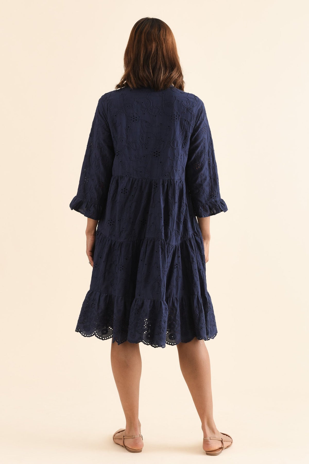 Banks Navy Cotton Embroidered Dress