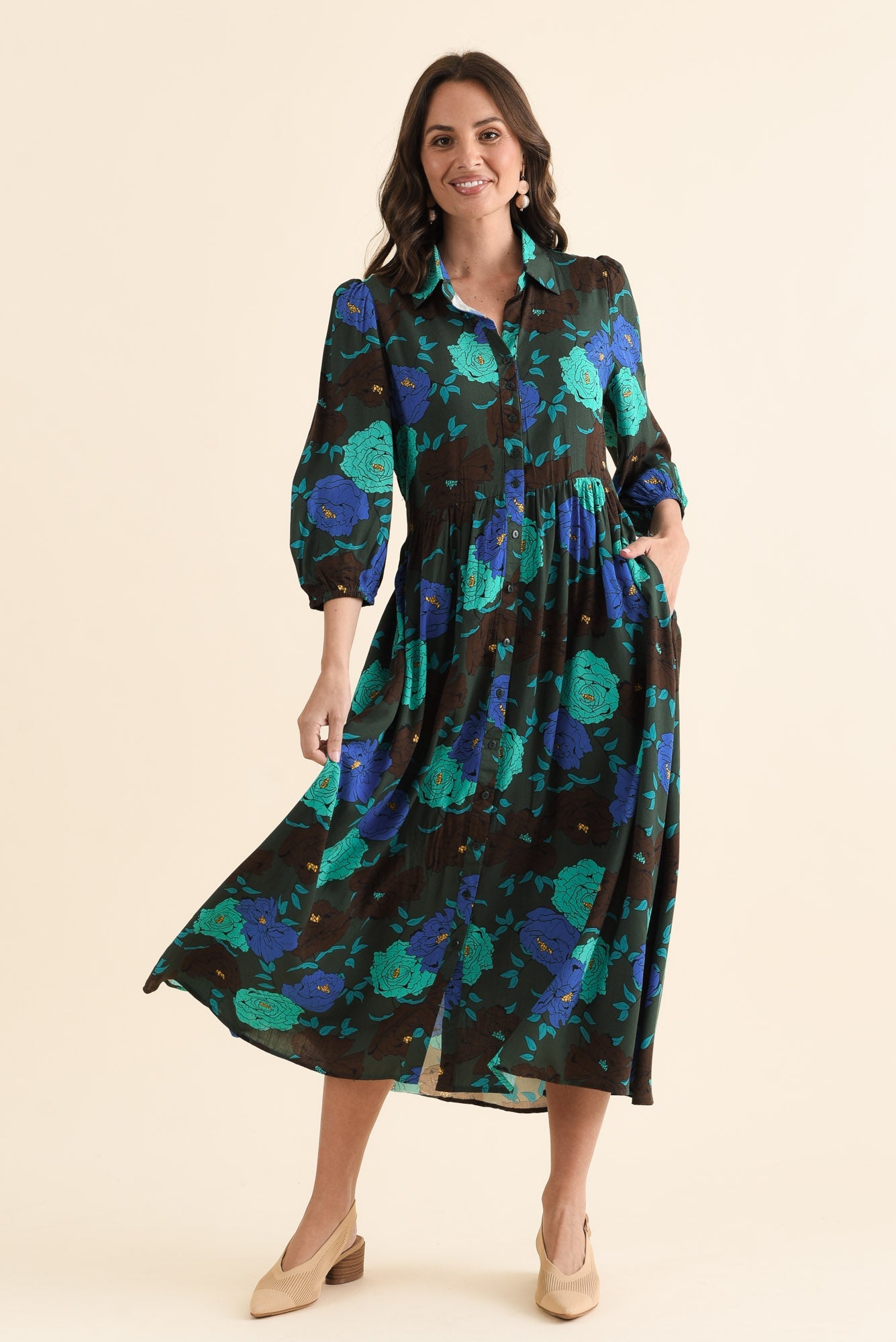 Beacon Green Flower Tie Dress