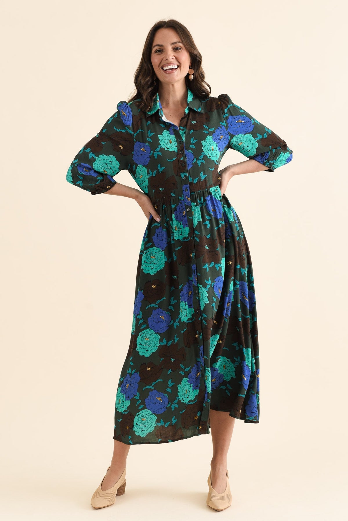 Beacon Green Flower Tie Dress