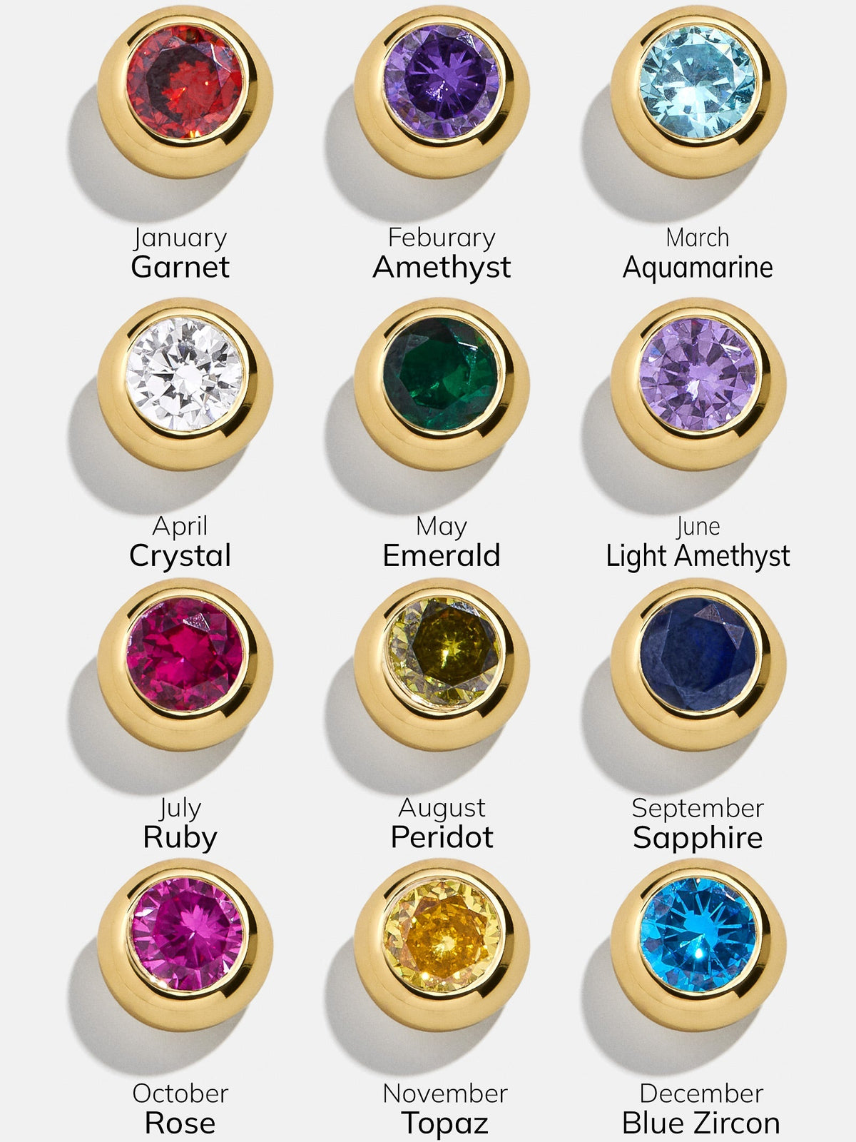 14K Gold Birthstone Huggie Earrings - Rose
