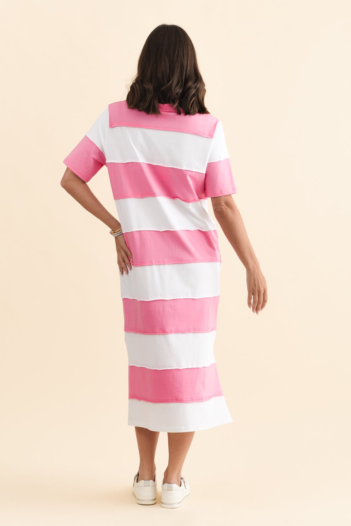 Bold Pink Stripe Cotton Tee Dress