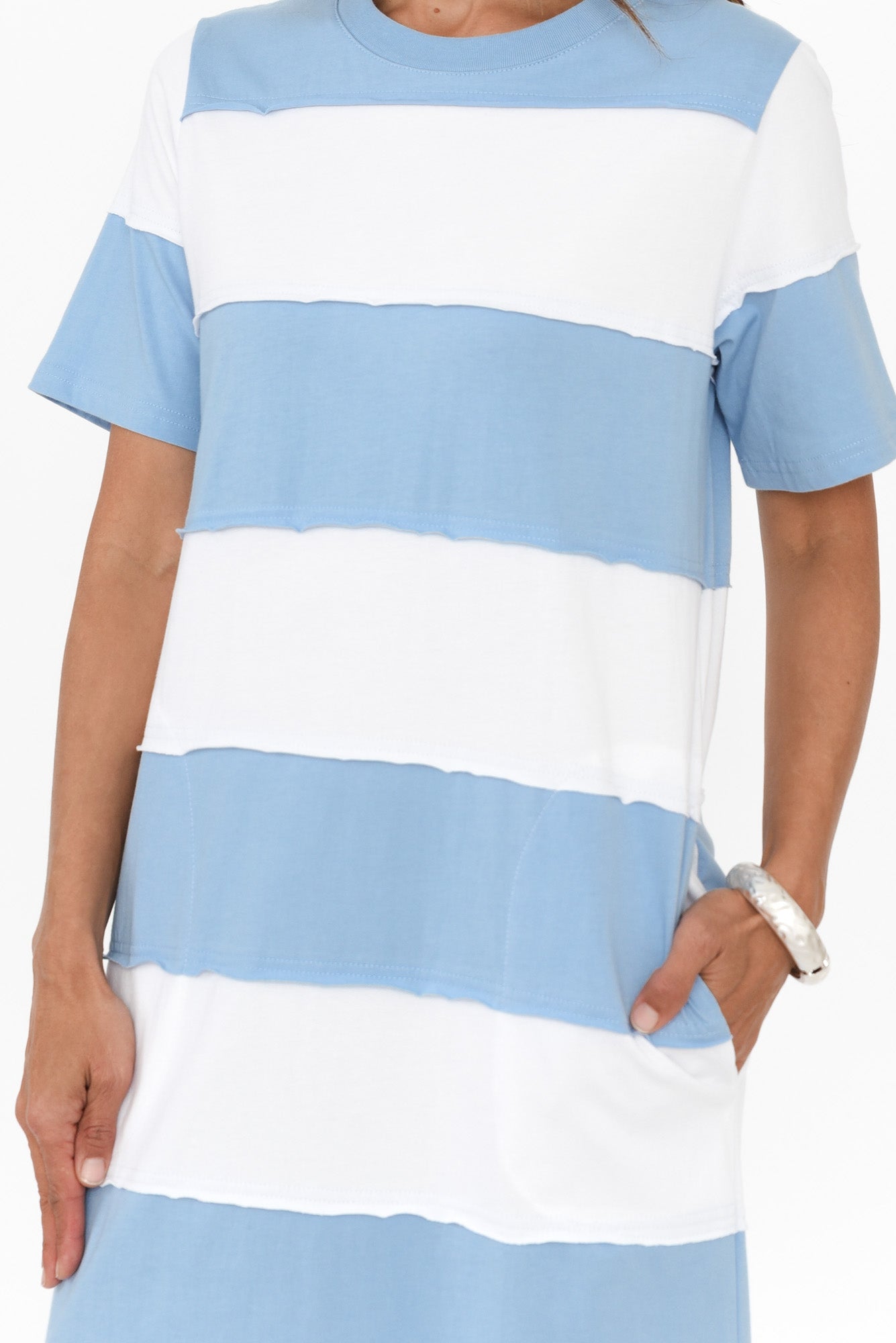 Bold Blue Stripe Cotton Tee Dress
