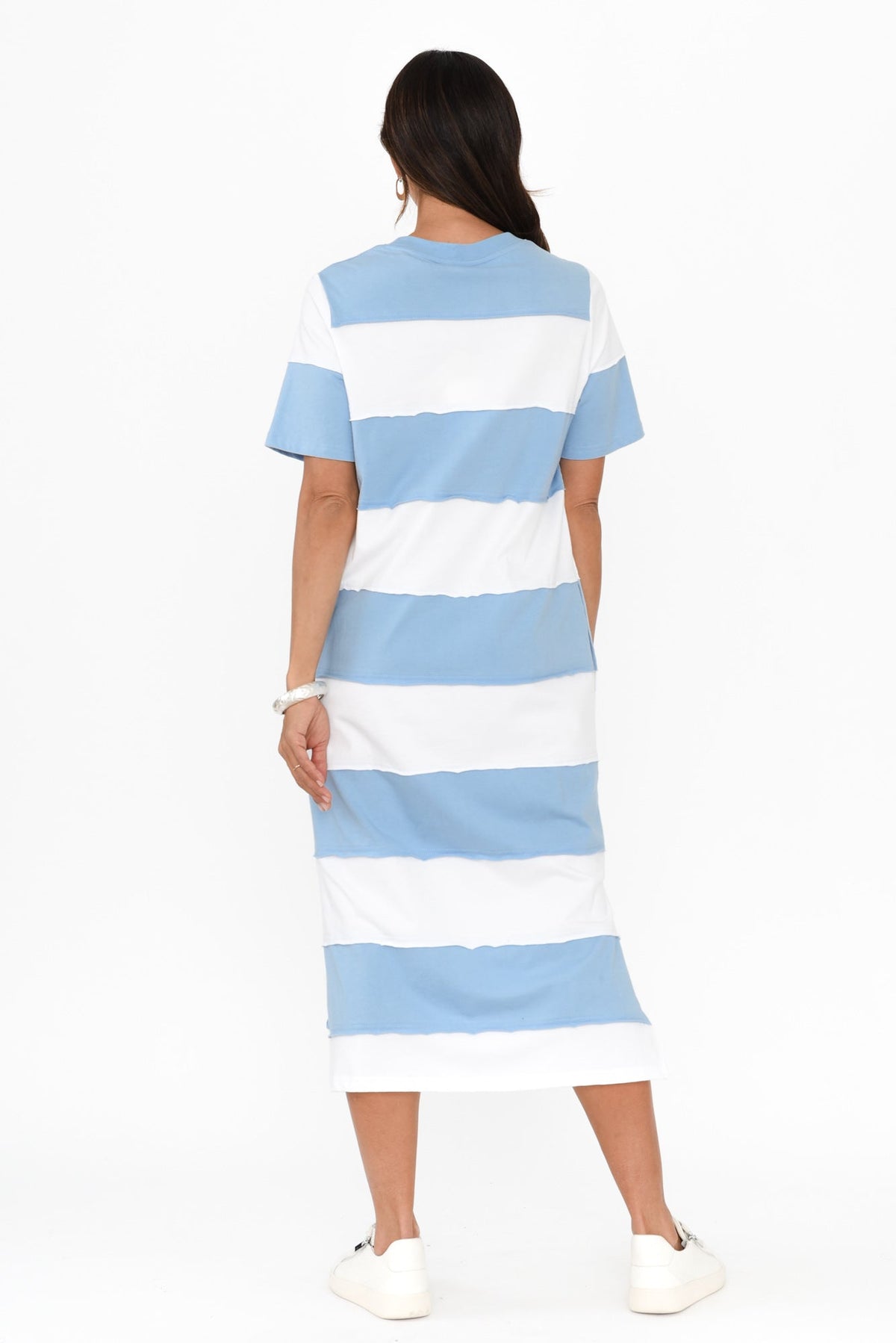 Bold Blue Stripe Cotton Tee Dress