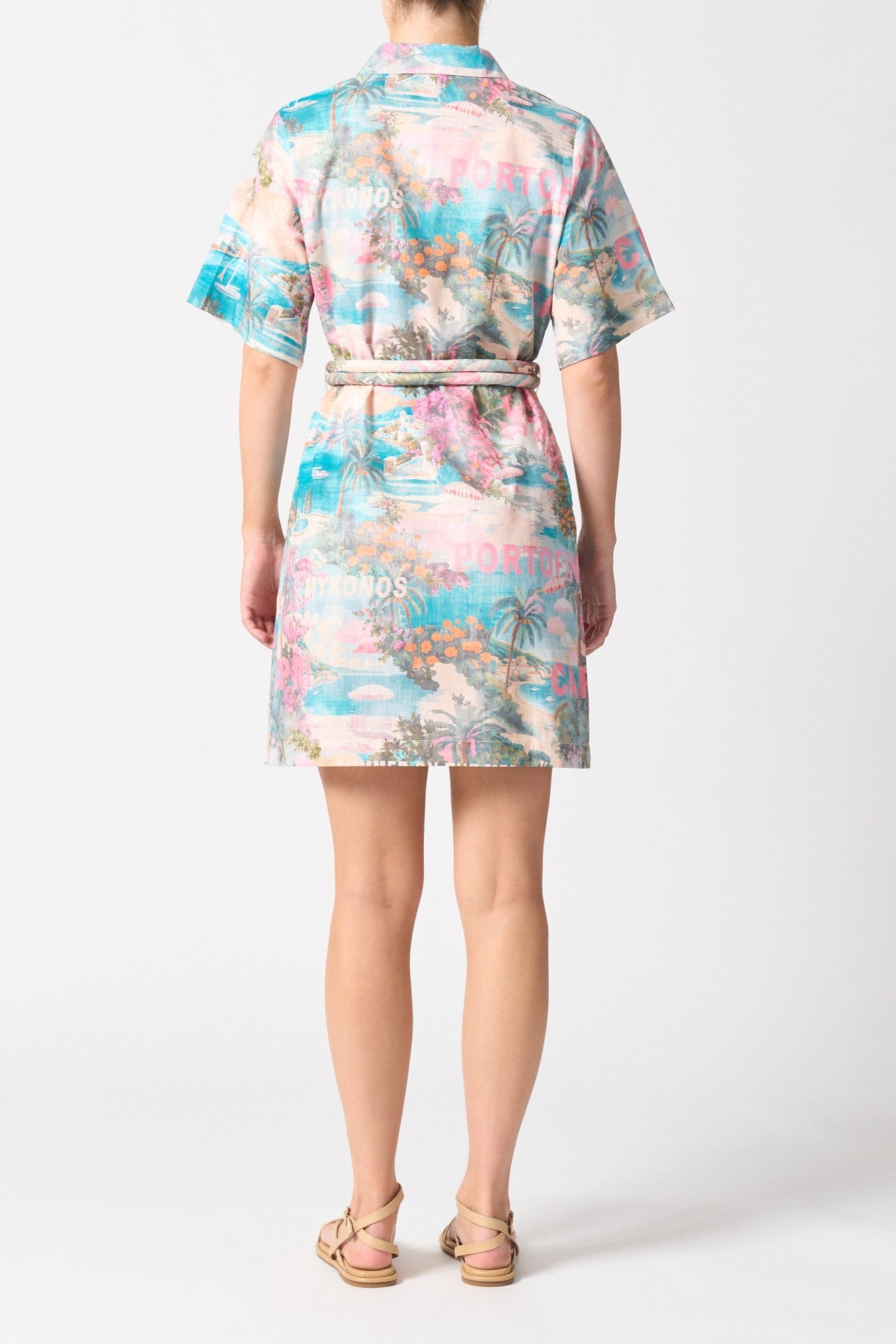 Bora Bora Pink Summer On The Med SS Mini Shirt Dress