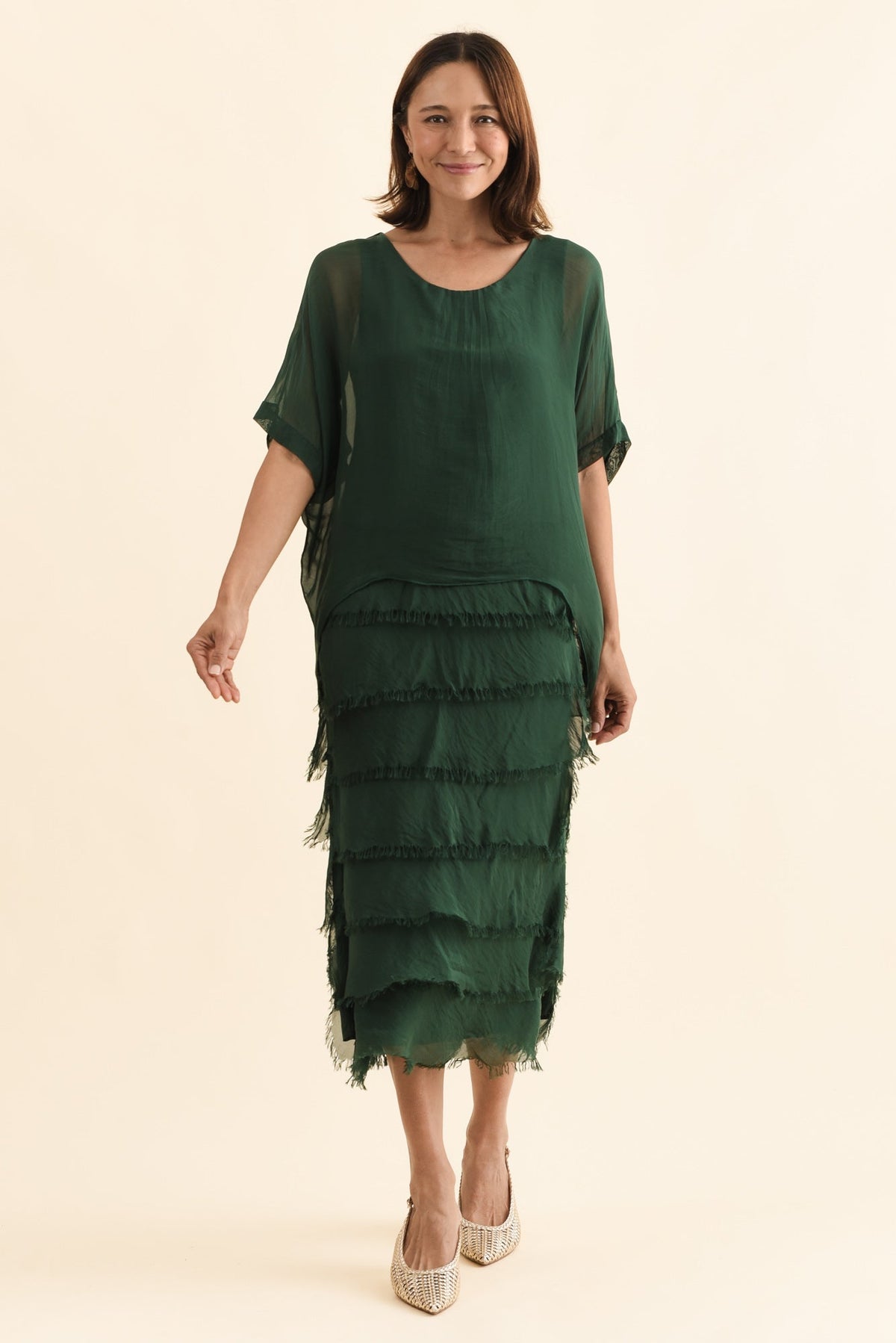 Britt Green Silk Layer Dress