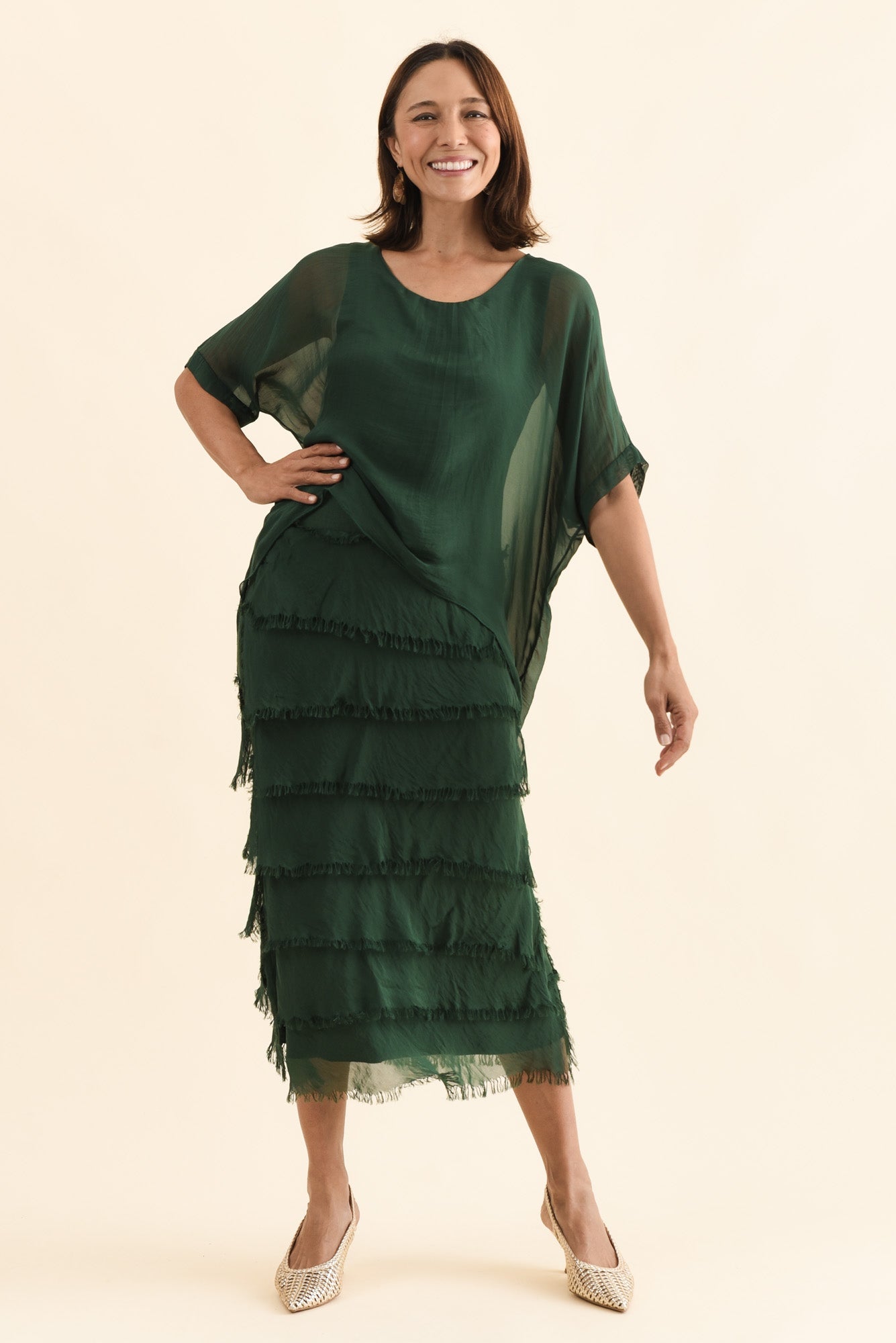 Britt Green Silk Layer Dress