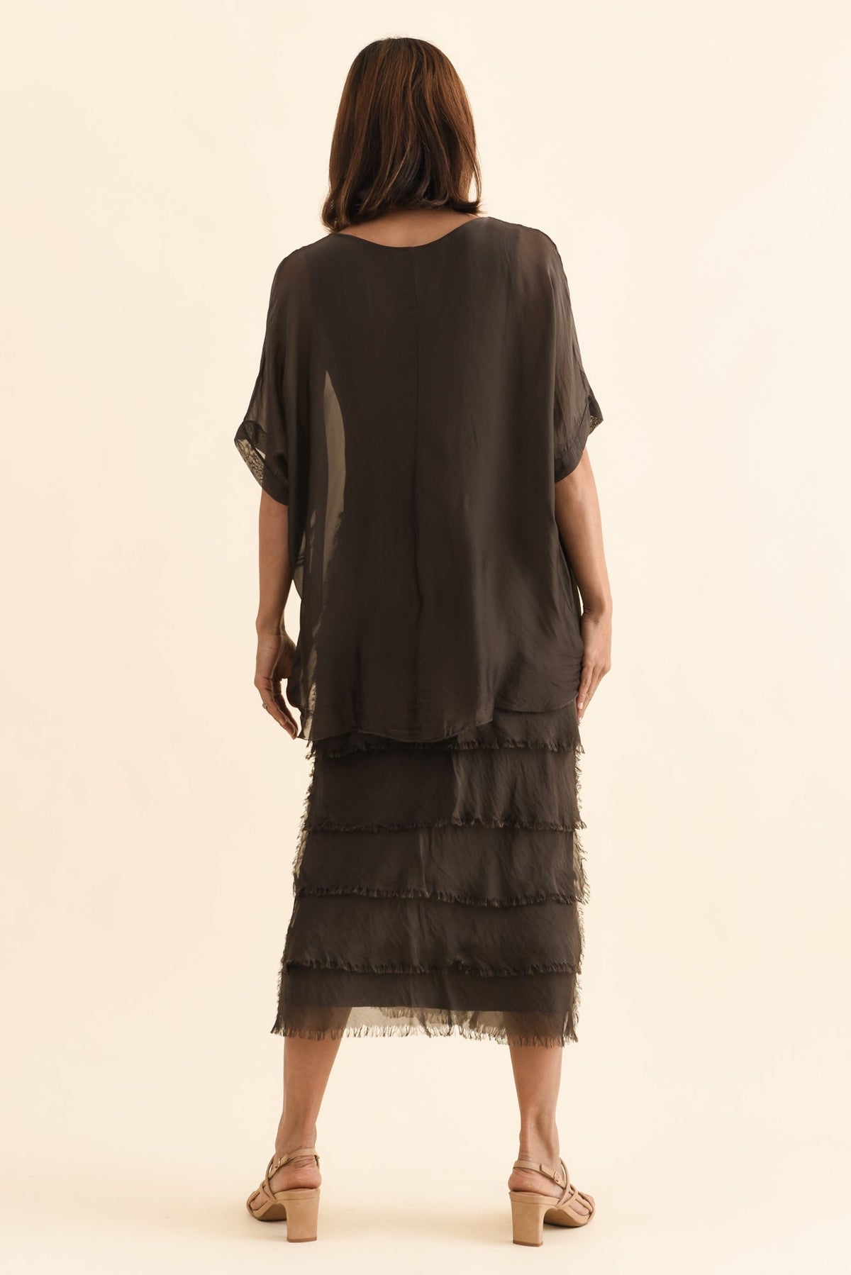 Britt Chocolate Silk Layer Dress