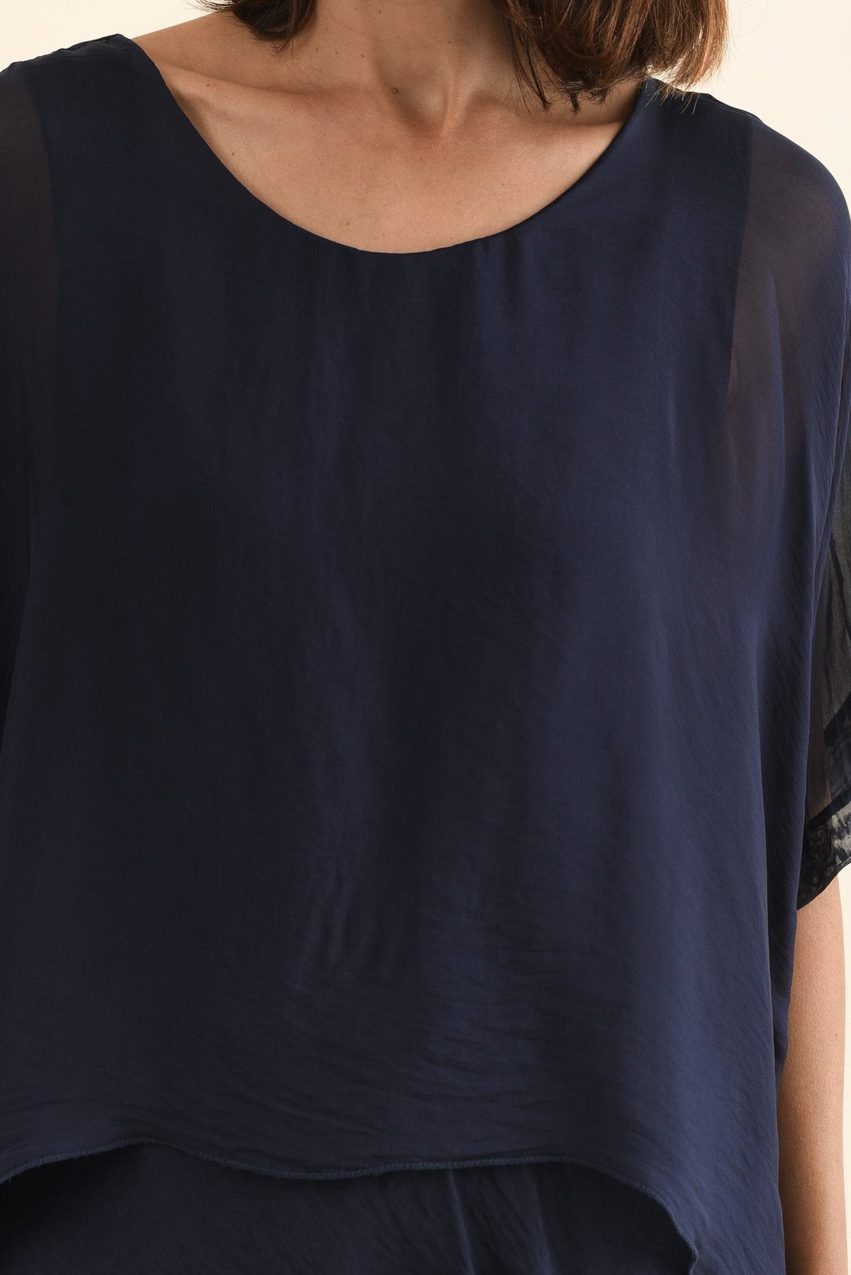 Britt Navy Silk Layer Dress