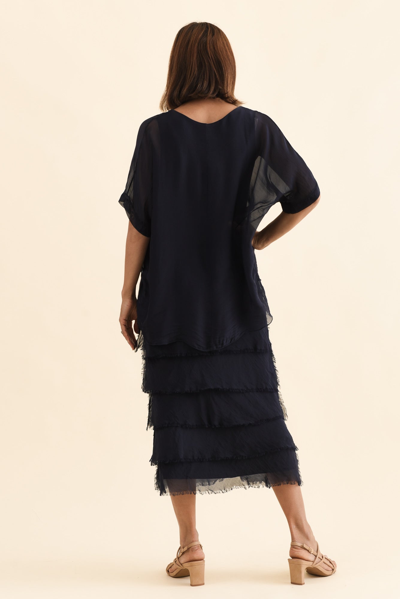 Britt Navy Silk Layer Dress