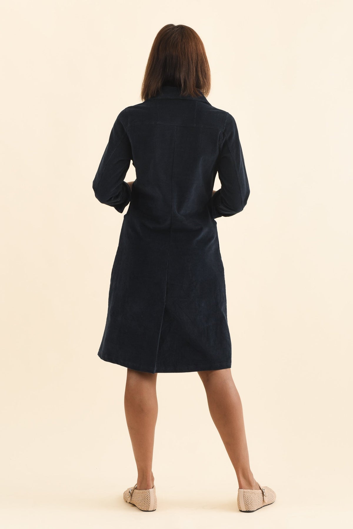 Bronwyn Navy Corduroy Button Dress