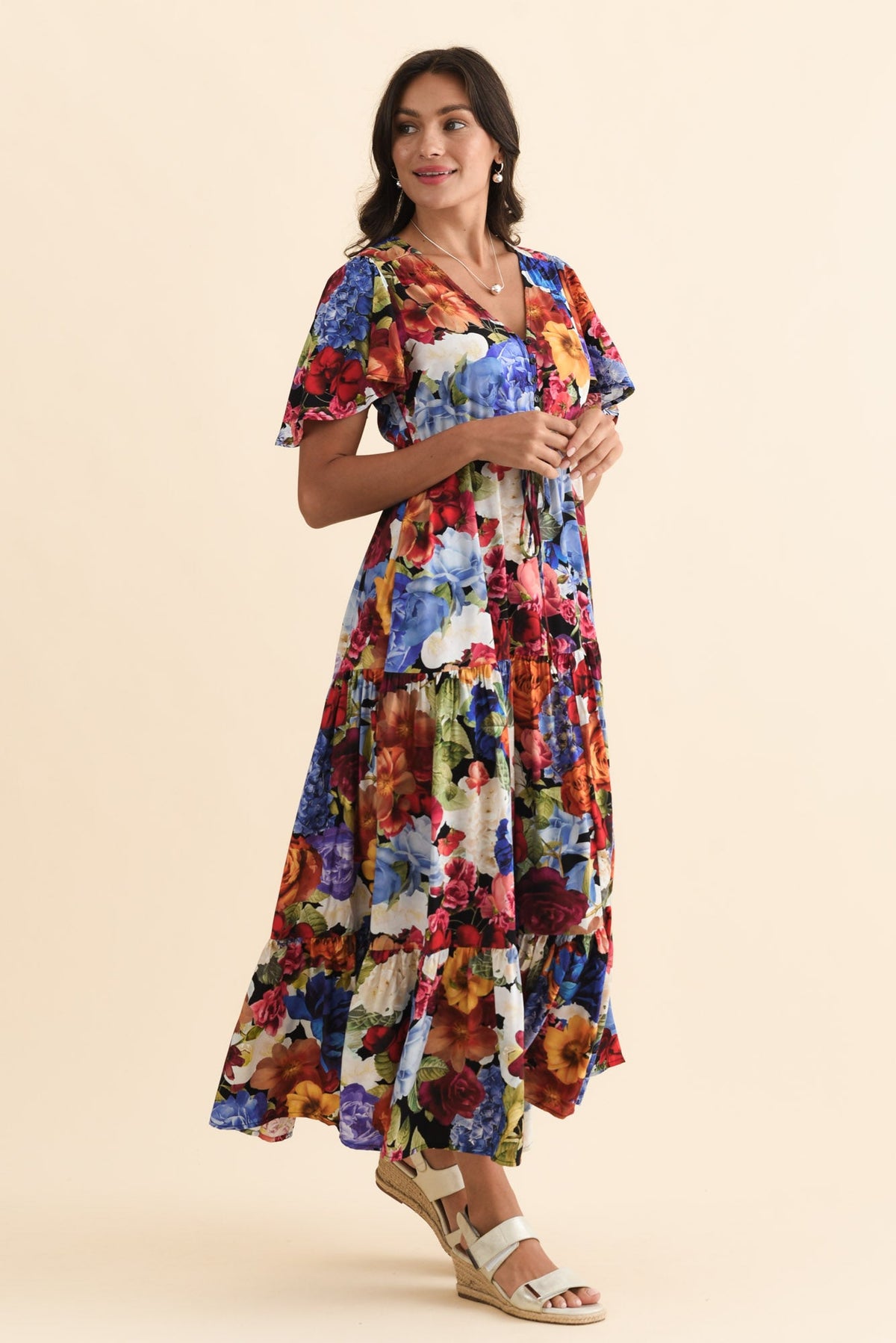 Butler Orange Garden Tie Maxi Dress
