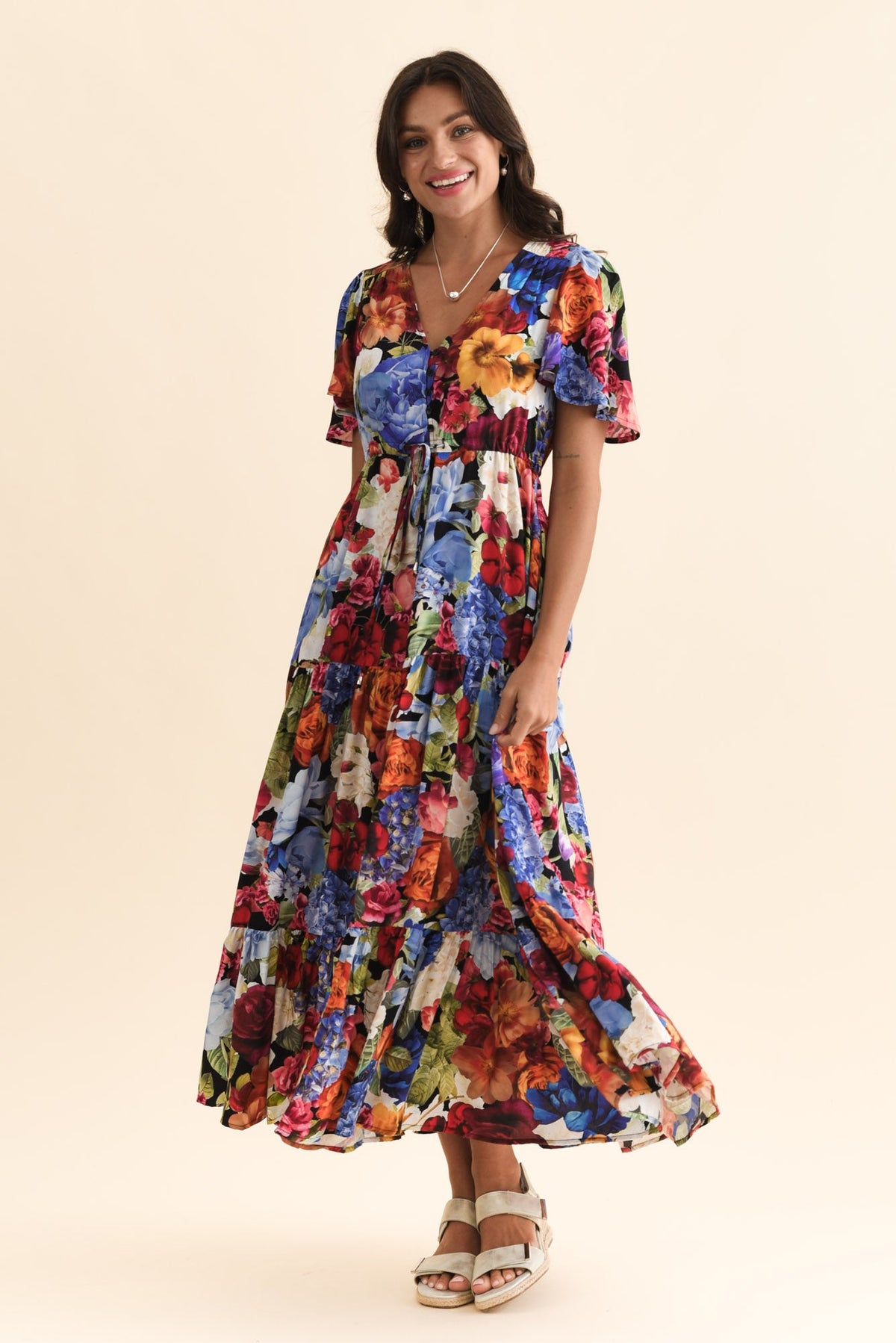 Butler Orange Garden Tie Maxi Dress