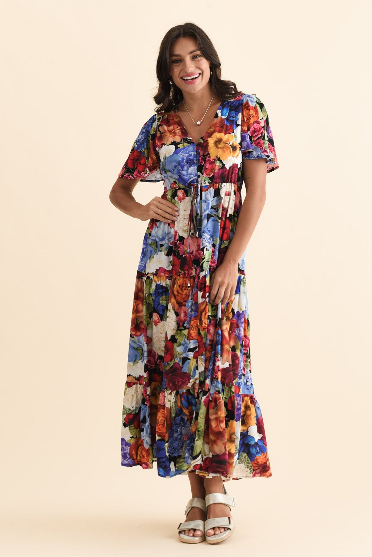 Butler Orange Garden Tie Maxi Dress
