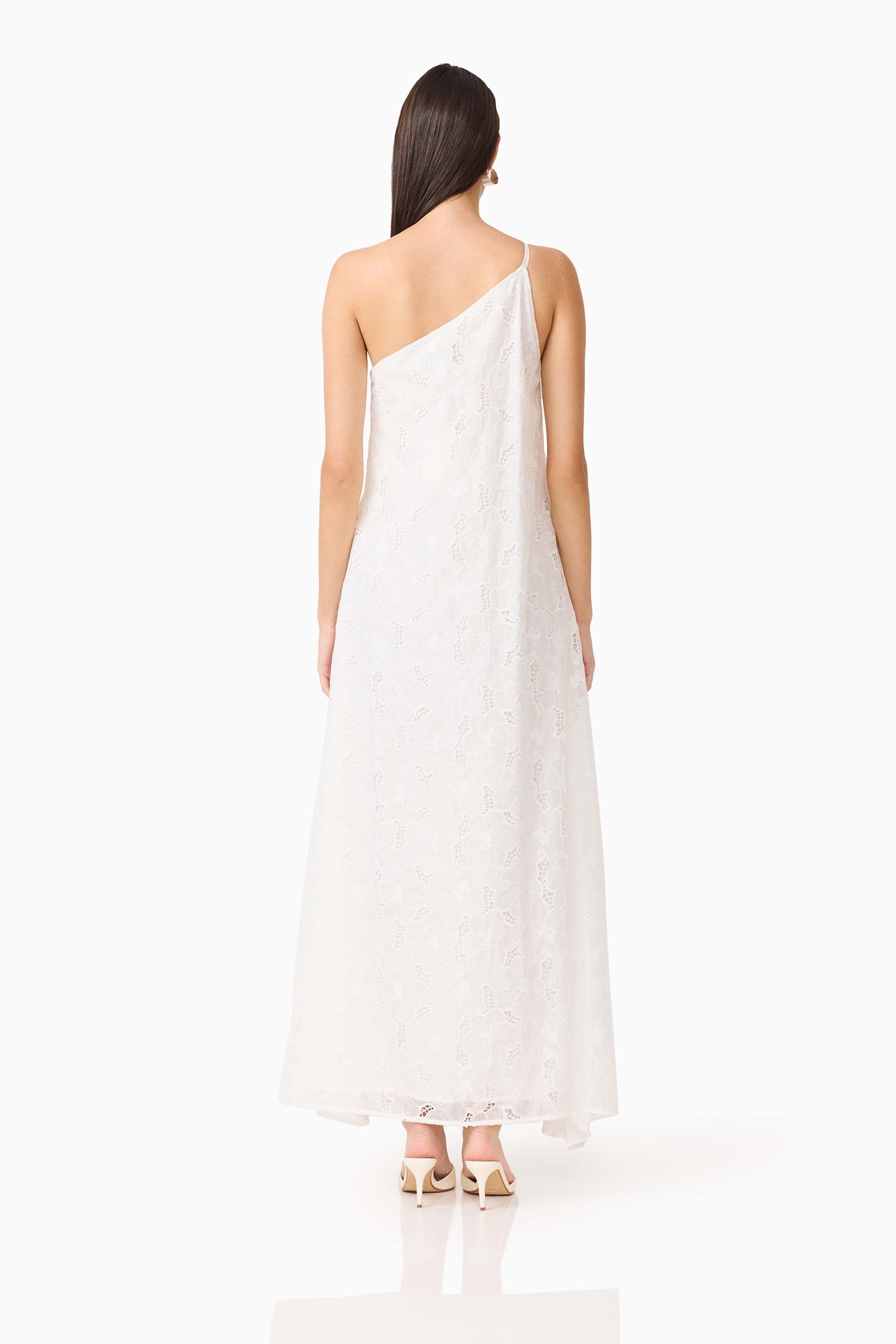 CURAAE Elen Ruffle Maxi Dress in White