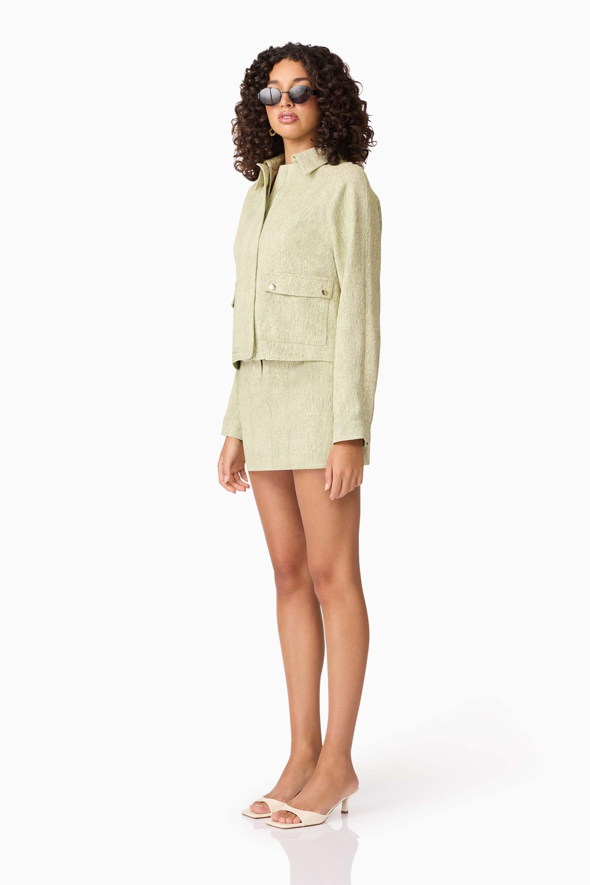 CURAAE Greta Jacket & Mini Skirt Set in Green