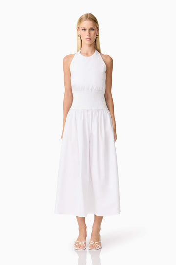 CURAAE Belle Halter Midi Dress in White