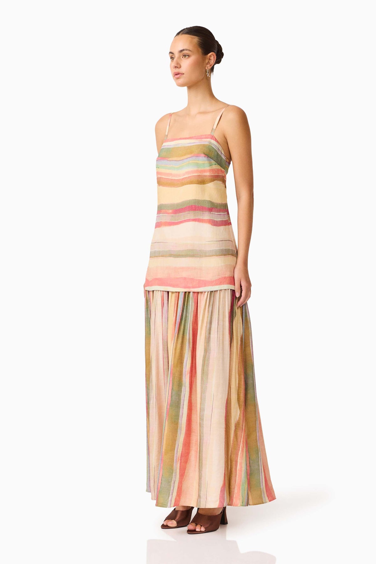CURAAE Zala Maxi Dress in Striped Multi