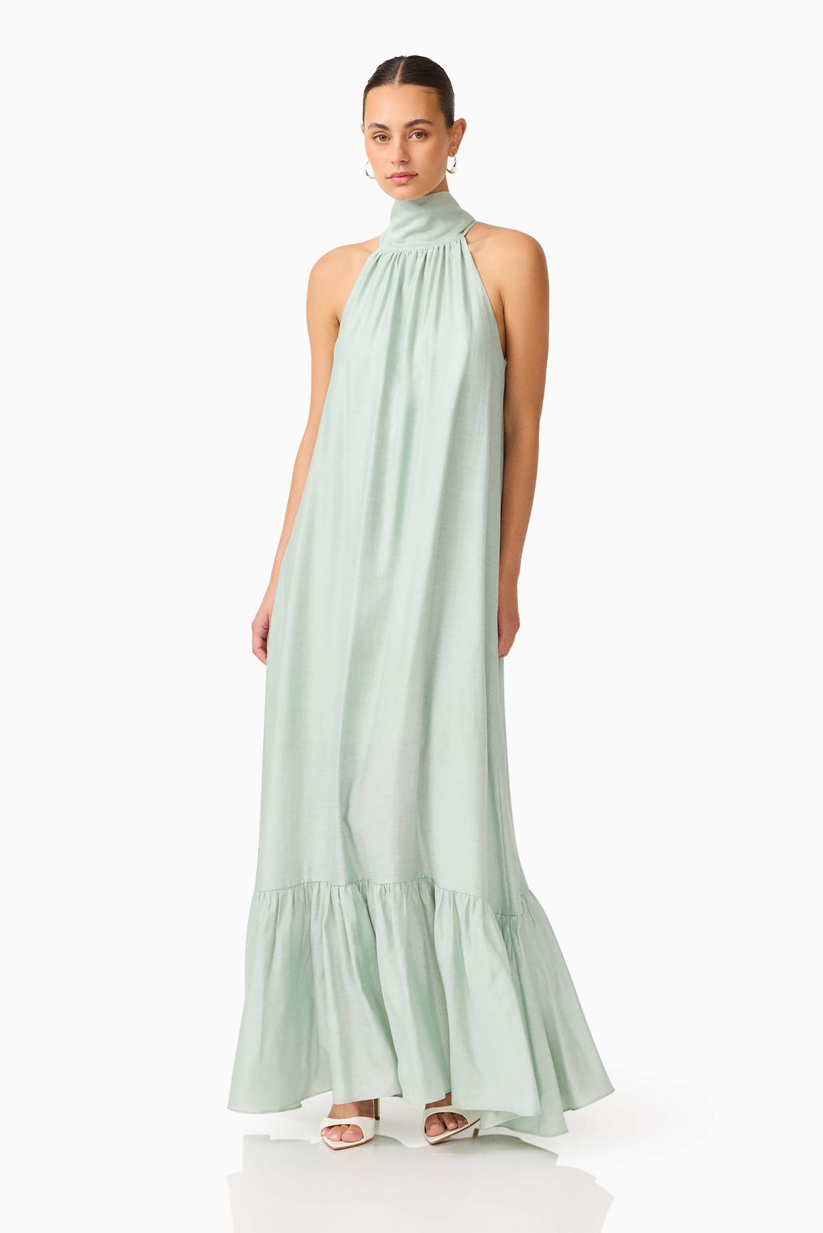 CURAAE Isaline Halter Maxi Dress in Sage Green