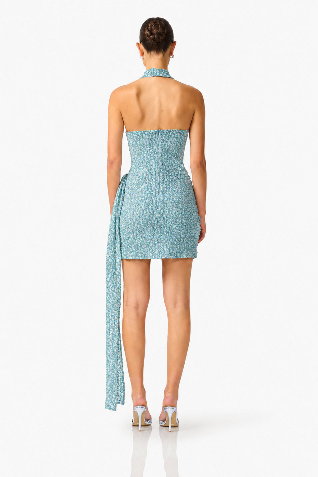 CURAAE Orel Cowl Neck Mini Dress in Blue