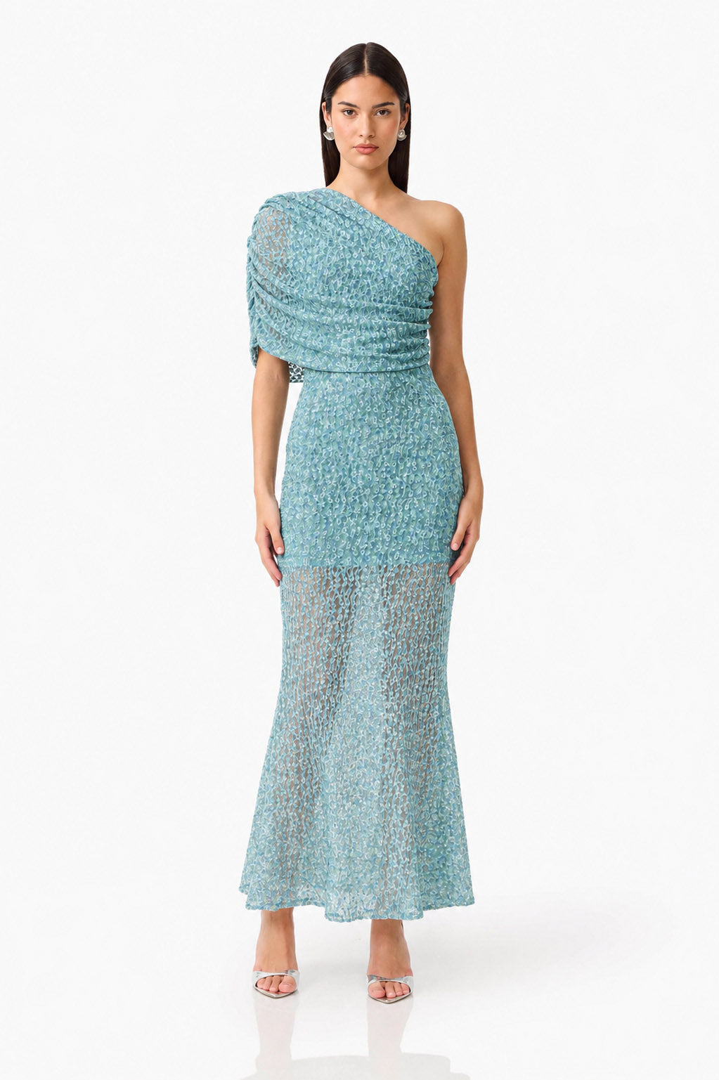 CURAAE Orel Asymmetric Maxi Dress in Blue