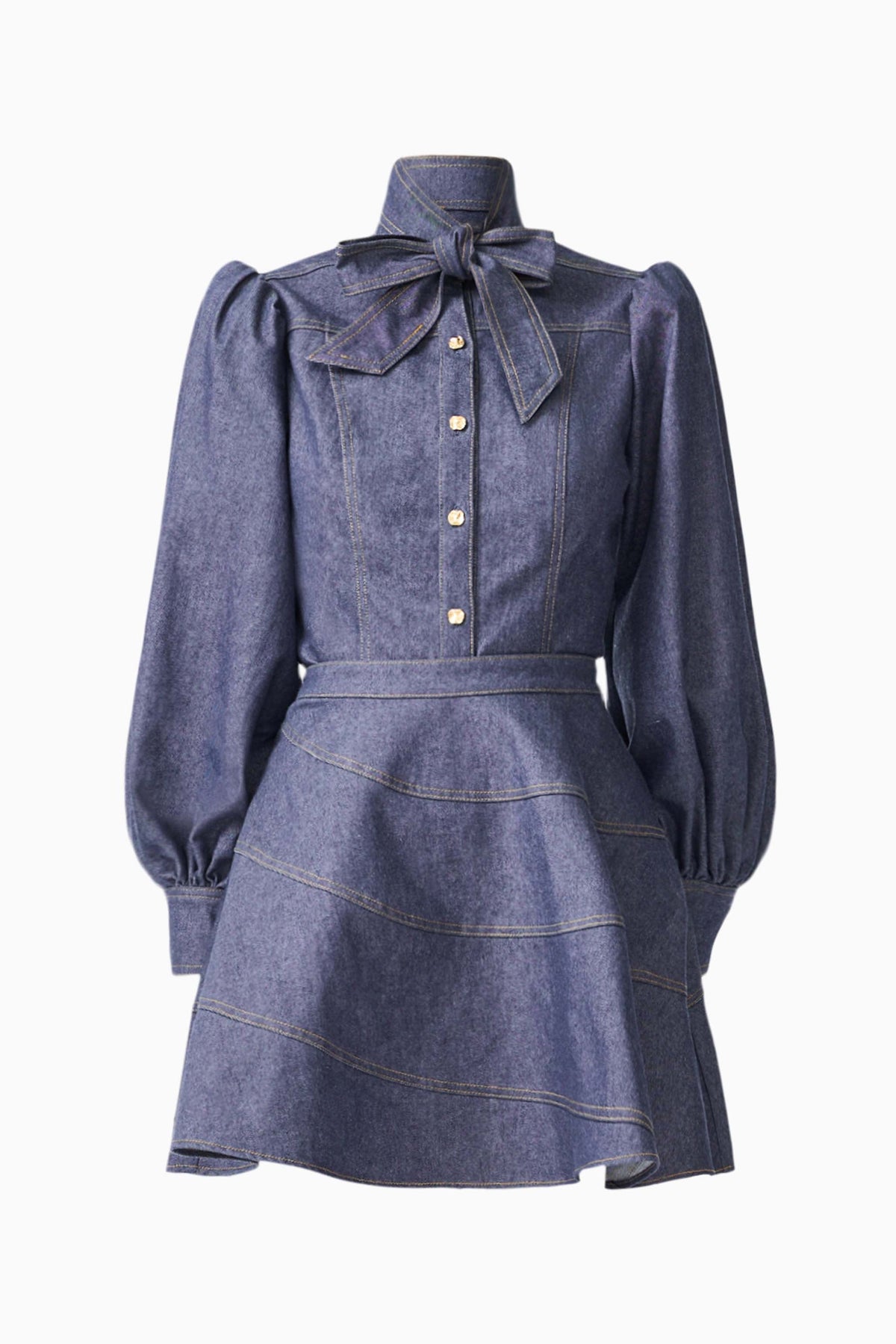 CURAAE Vana Denim Blouse & Skirt Set in Blue