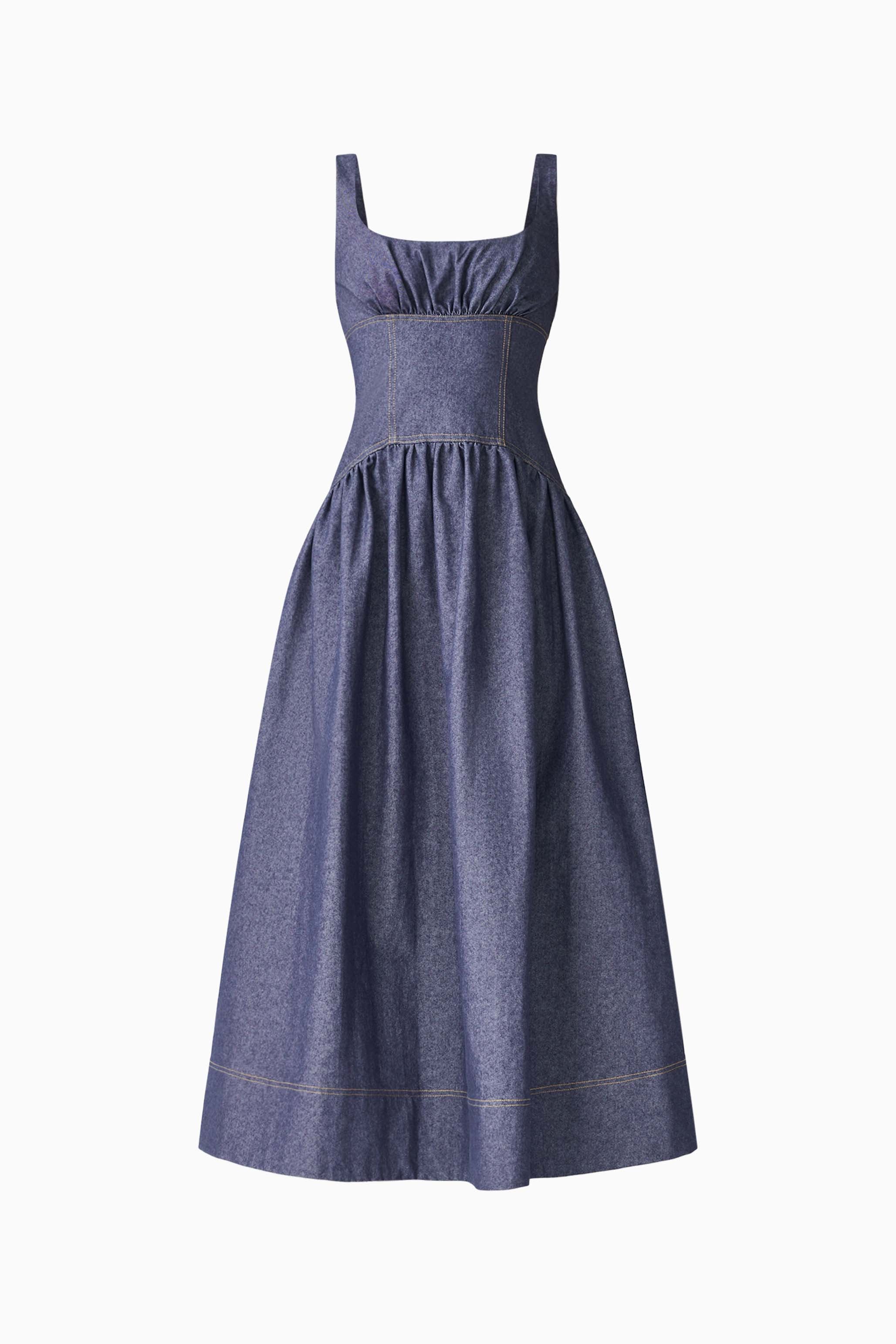 CURAAE Vana Denim Maxi Dress in Blue