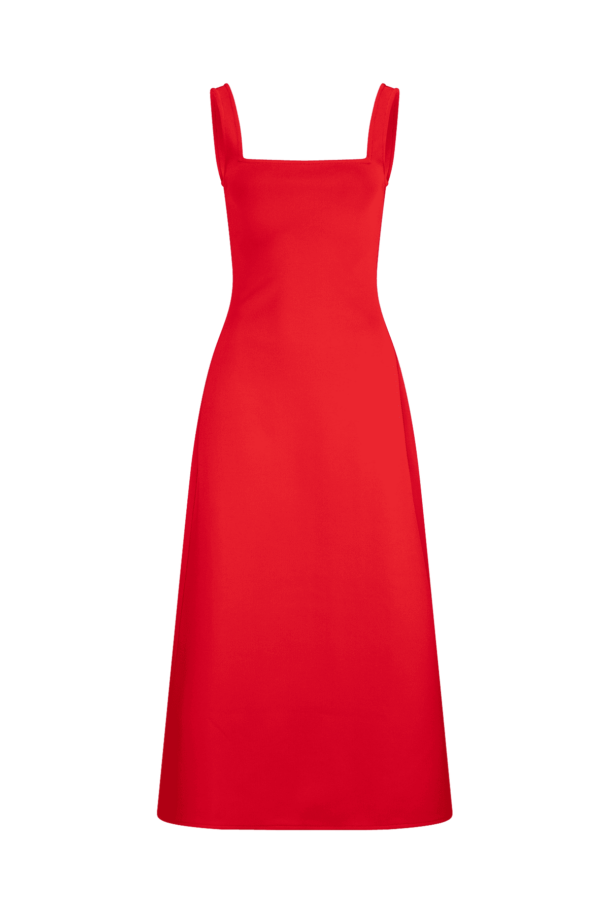 CURAAE Mia Midi Dress In Cherry Red