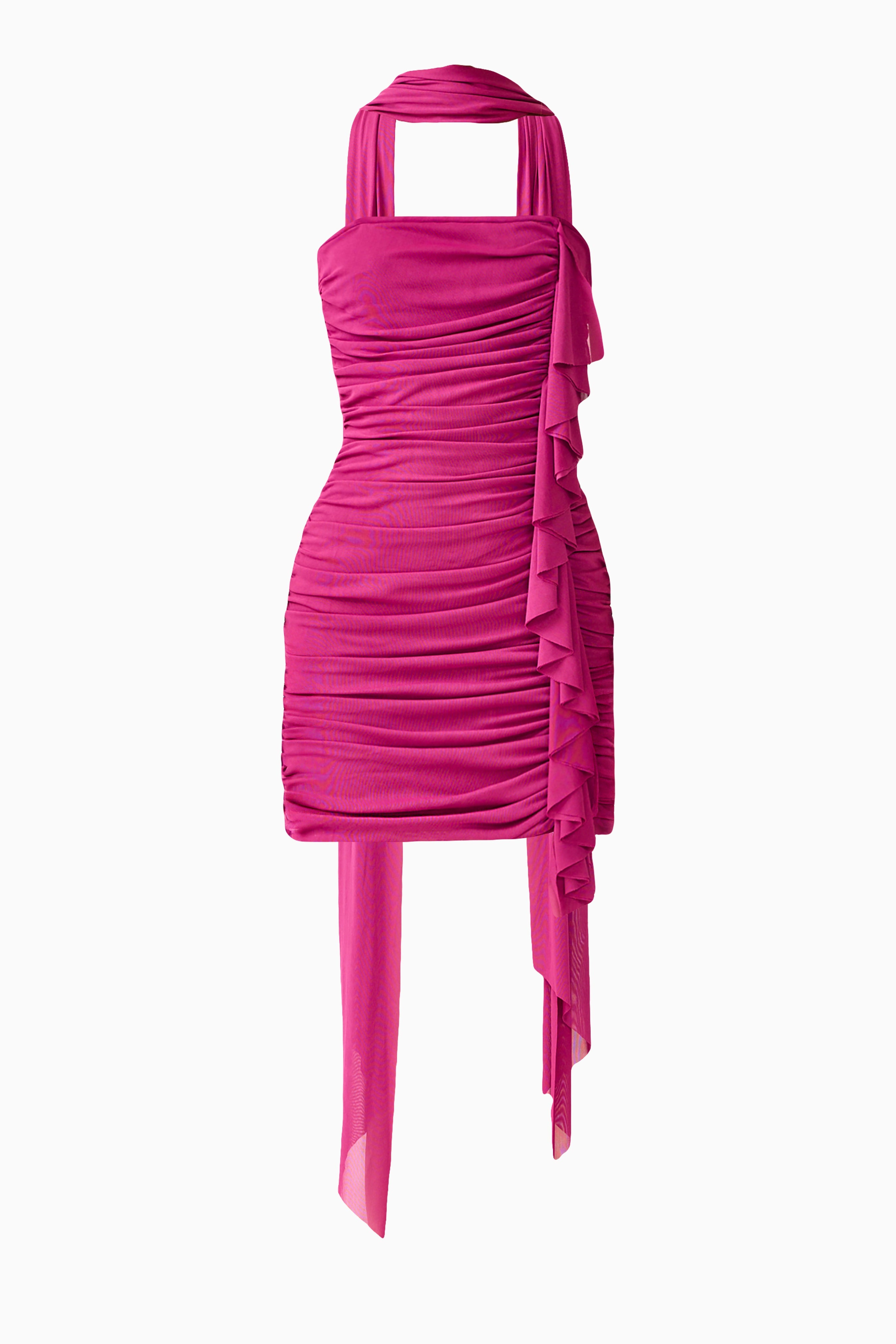 CURAAE Azura Scarf Mini Dress in Magenta Pink