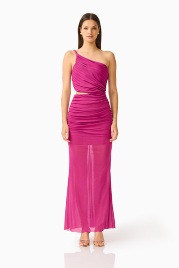 CURAAE Azura One Shoulder Maxi Dress in Magenta Pink