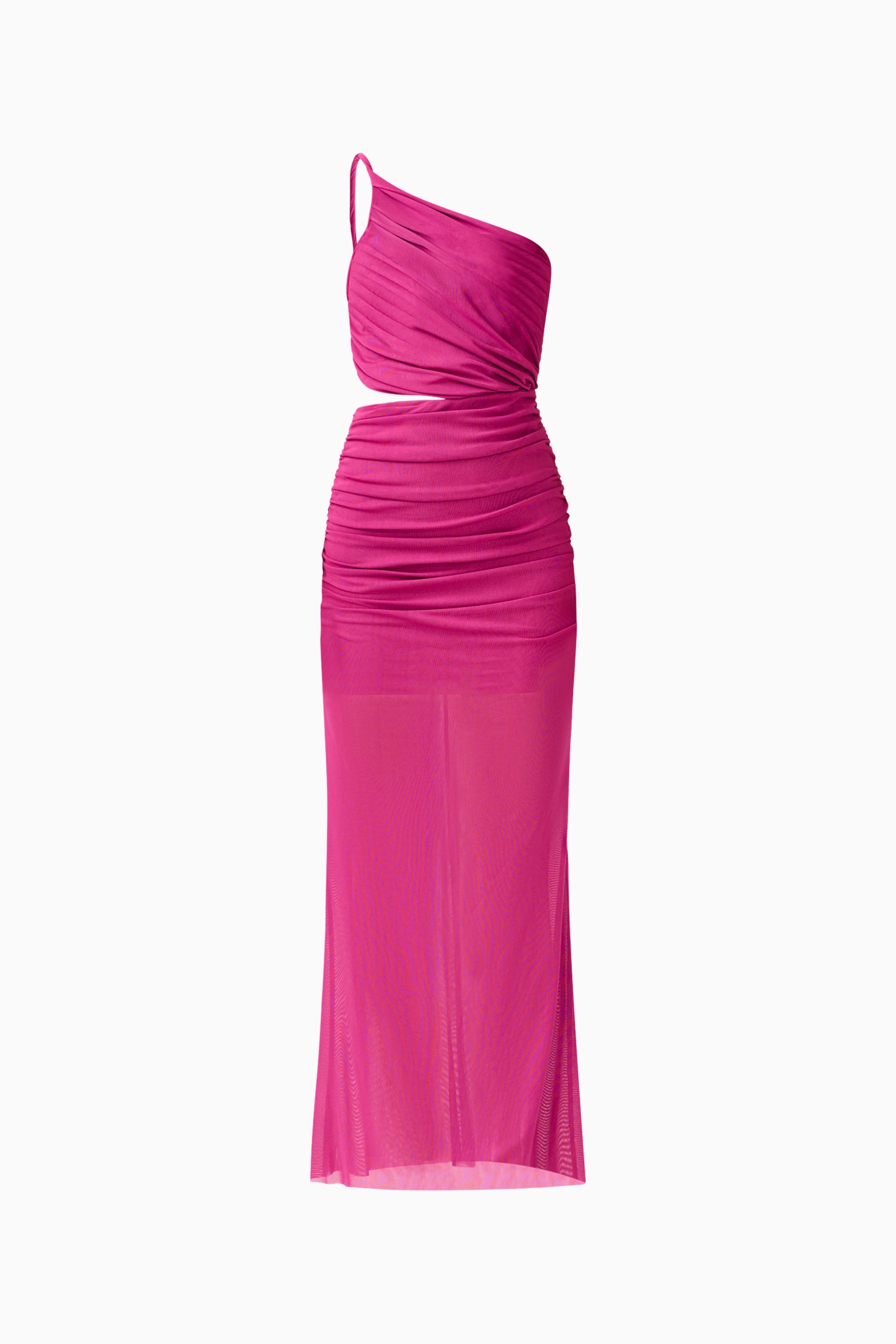 CURAAE Azura One Shoulder Maxi Dress in Magenta Pink