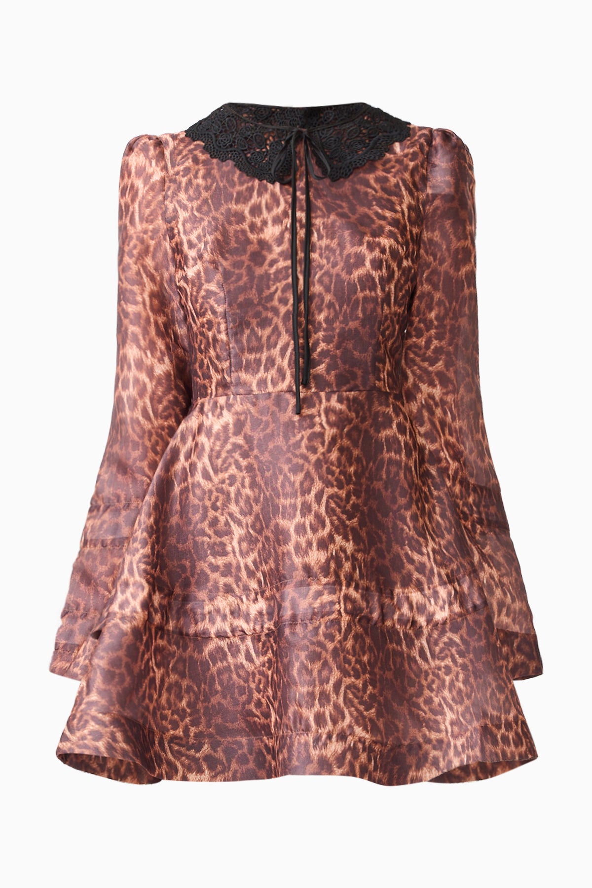 CURAAE Zamira Long Sleeve Mini Dress in Brown Multi