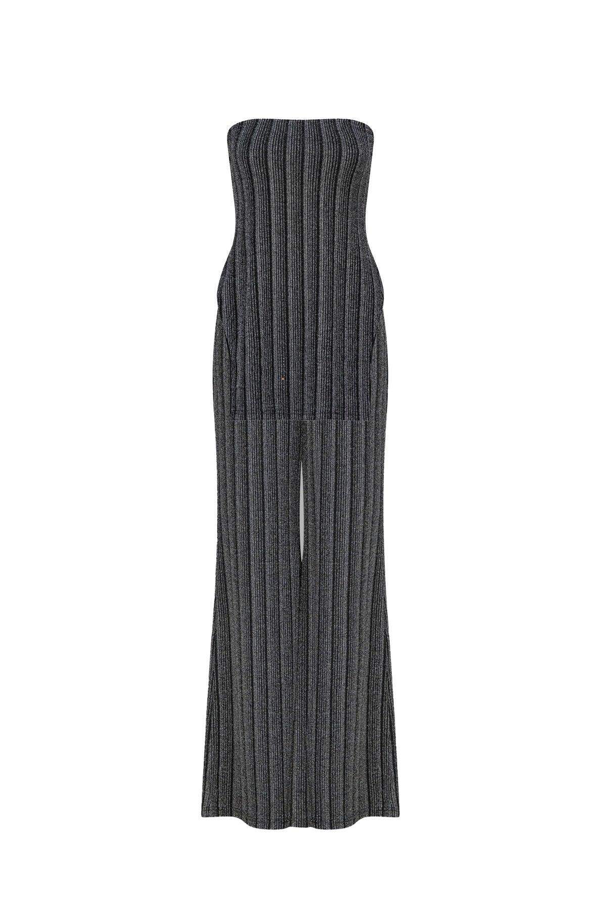 CURAAE Liberty Striped Knit Set in Grey