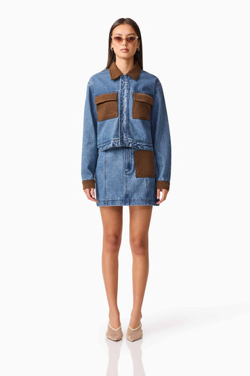 CURAAE Rhea Denim Jacket & Skirt Set