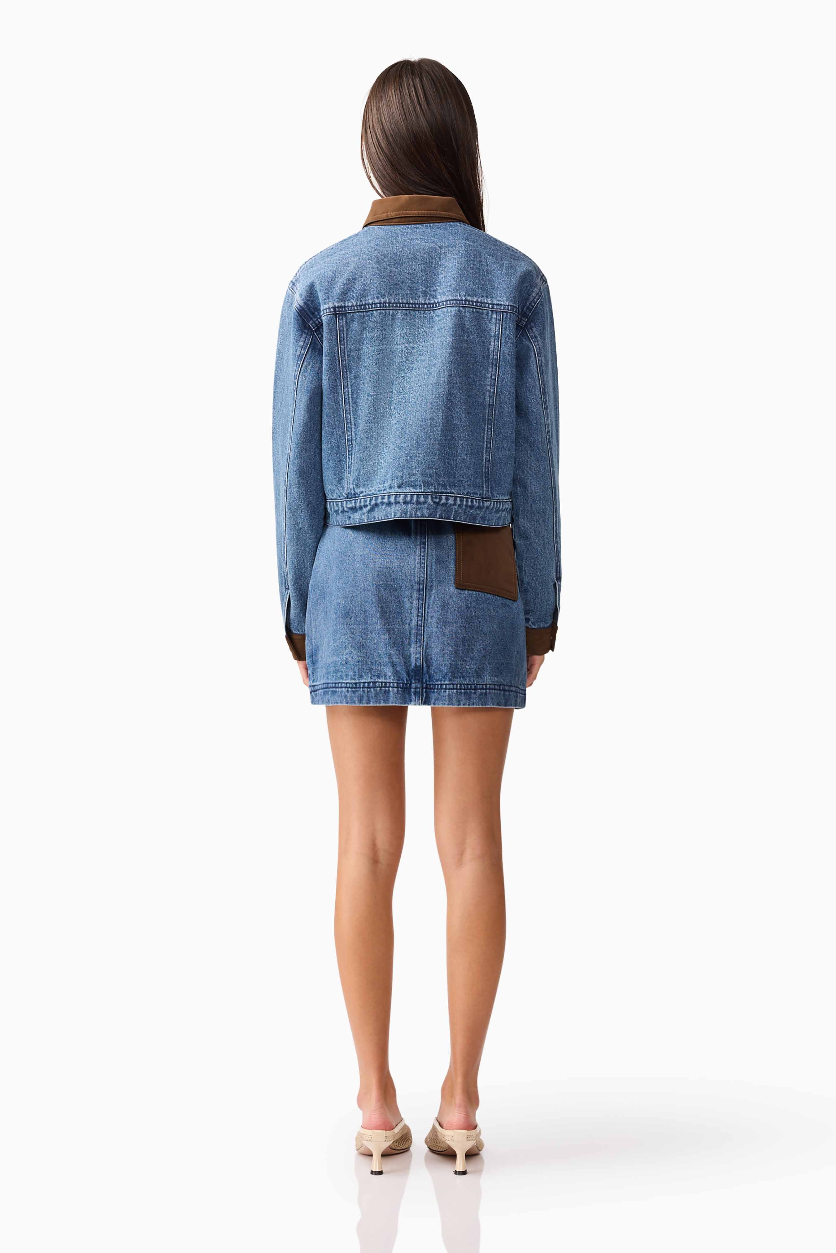 CURAAE Rhea Denim Jacket & Skirt Set