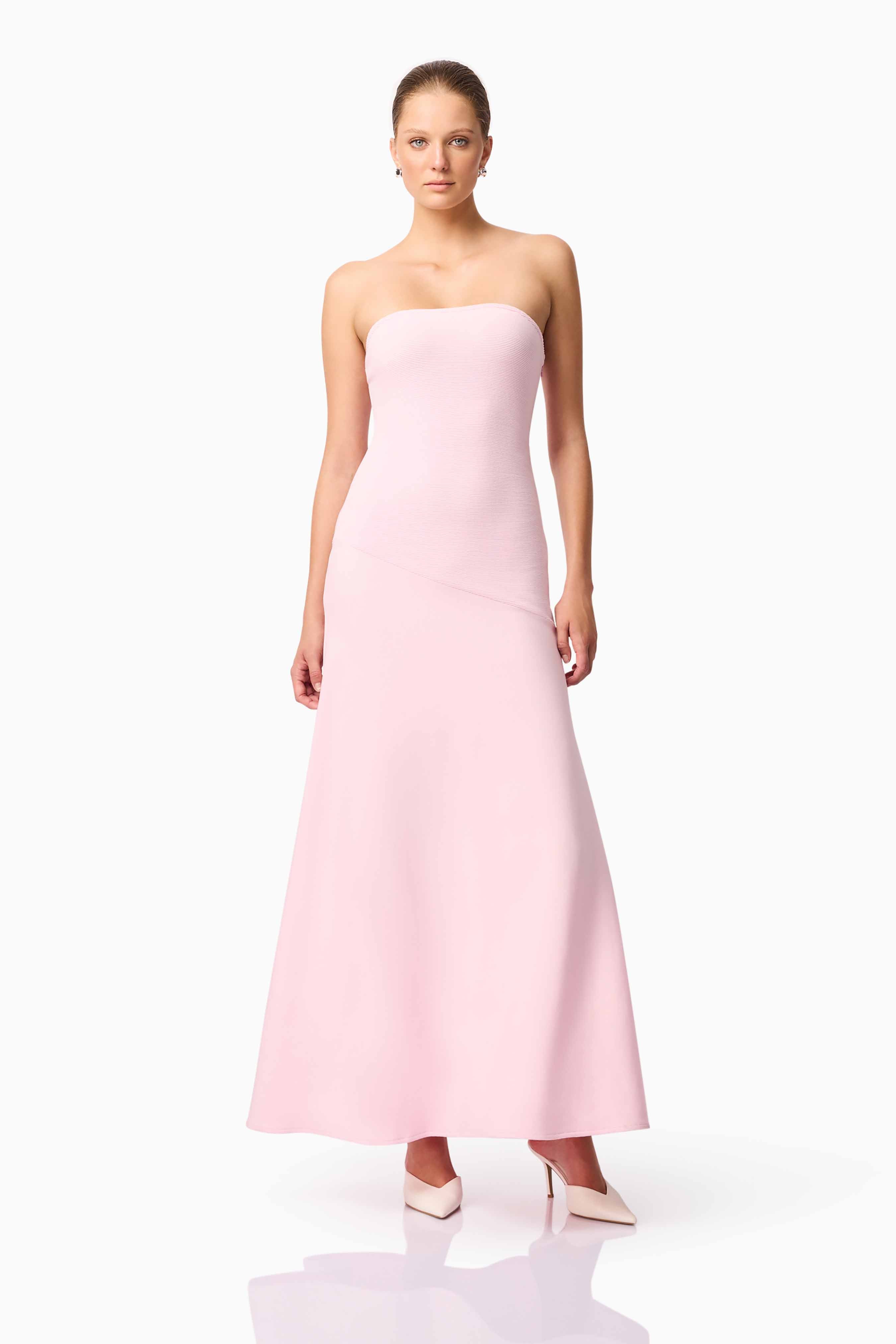 CURAAE Zahara Strapless Maxi Dress in Pink