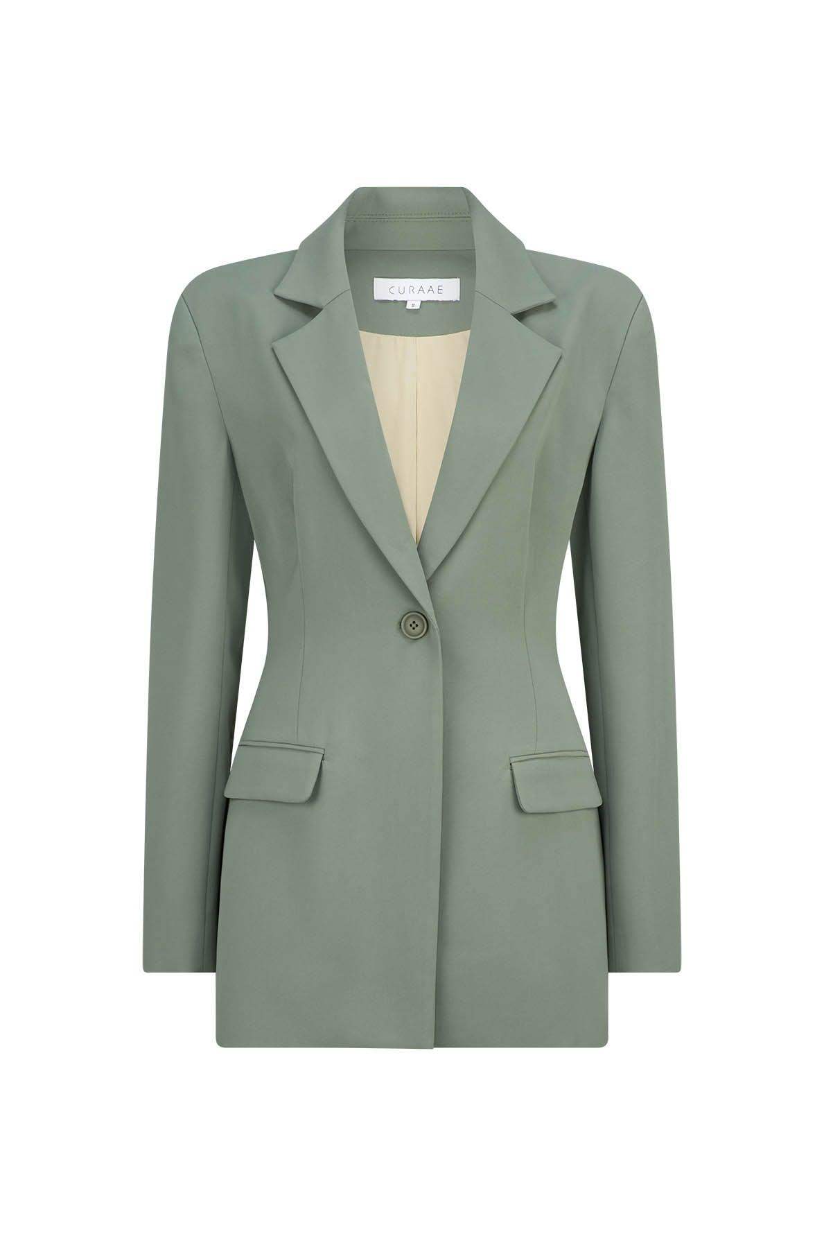 CURAAE Antara Slim Fit Blazer in Green