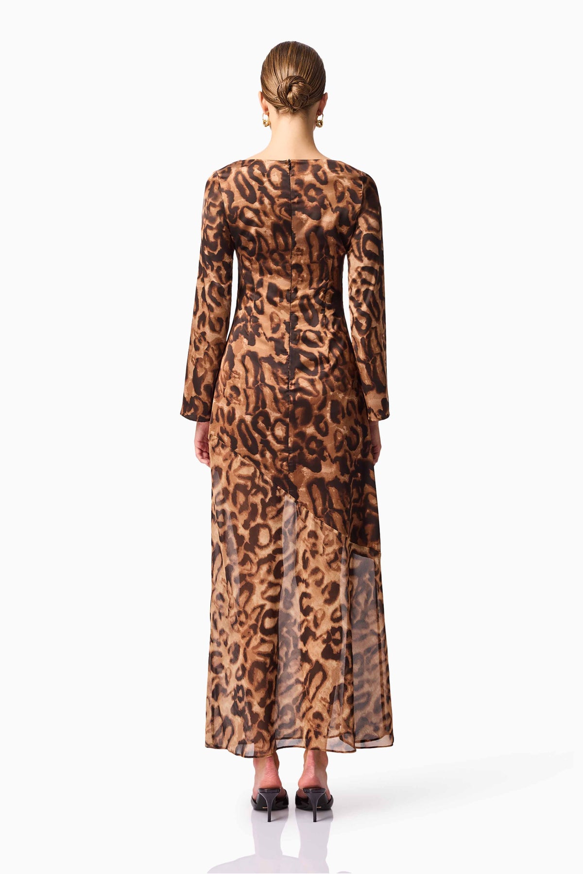 CURAAE Zali Long Sleeve Maxi Dress in Leopard Print