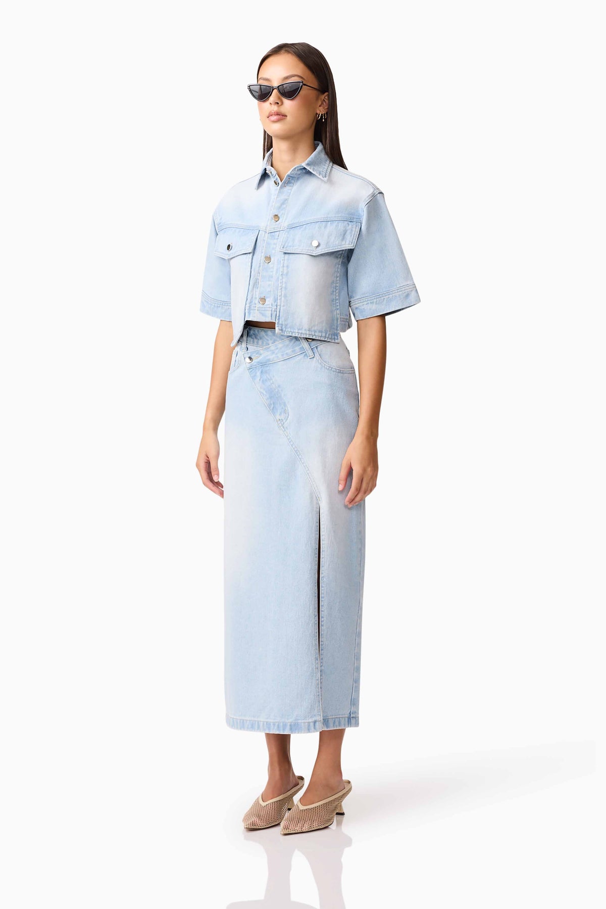 CURAAE Silvie Denim Top & Skirt Set