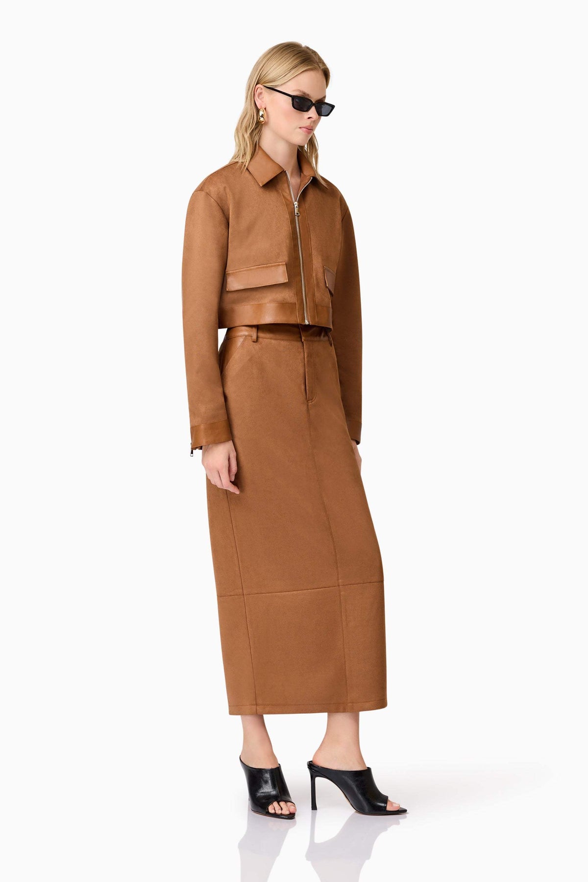 CURAAE Aroha Suede Midi Skirt In Brown