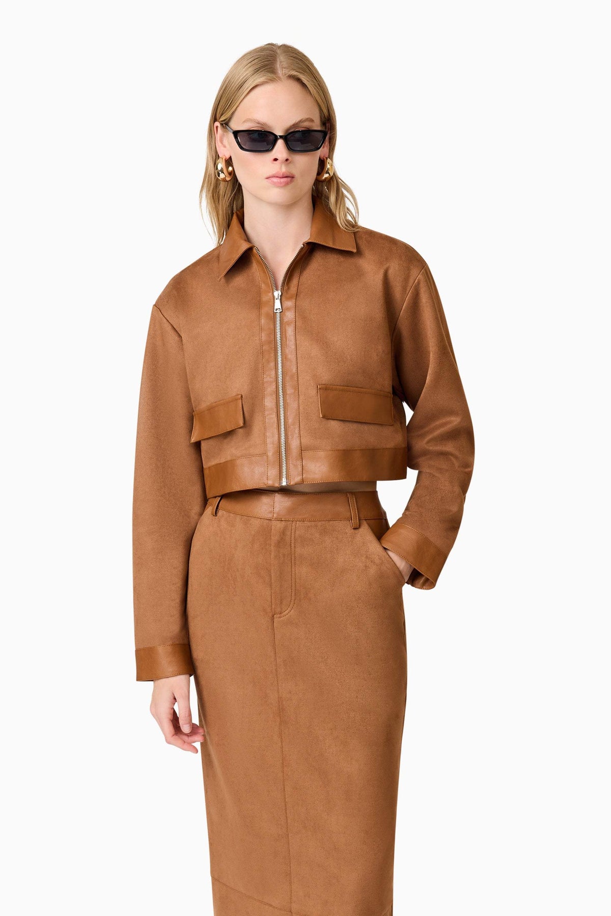 CURAAE Aroha Suede Midi Skirt In Brown