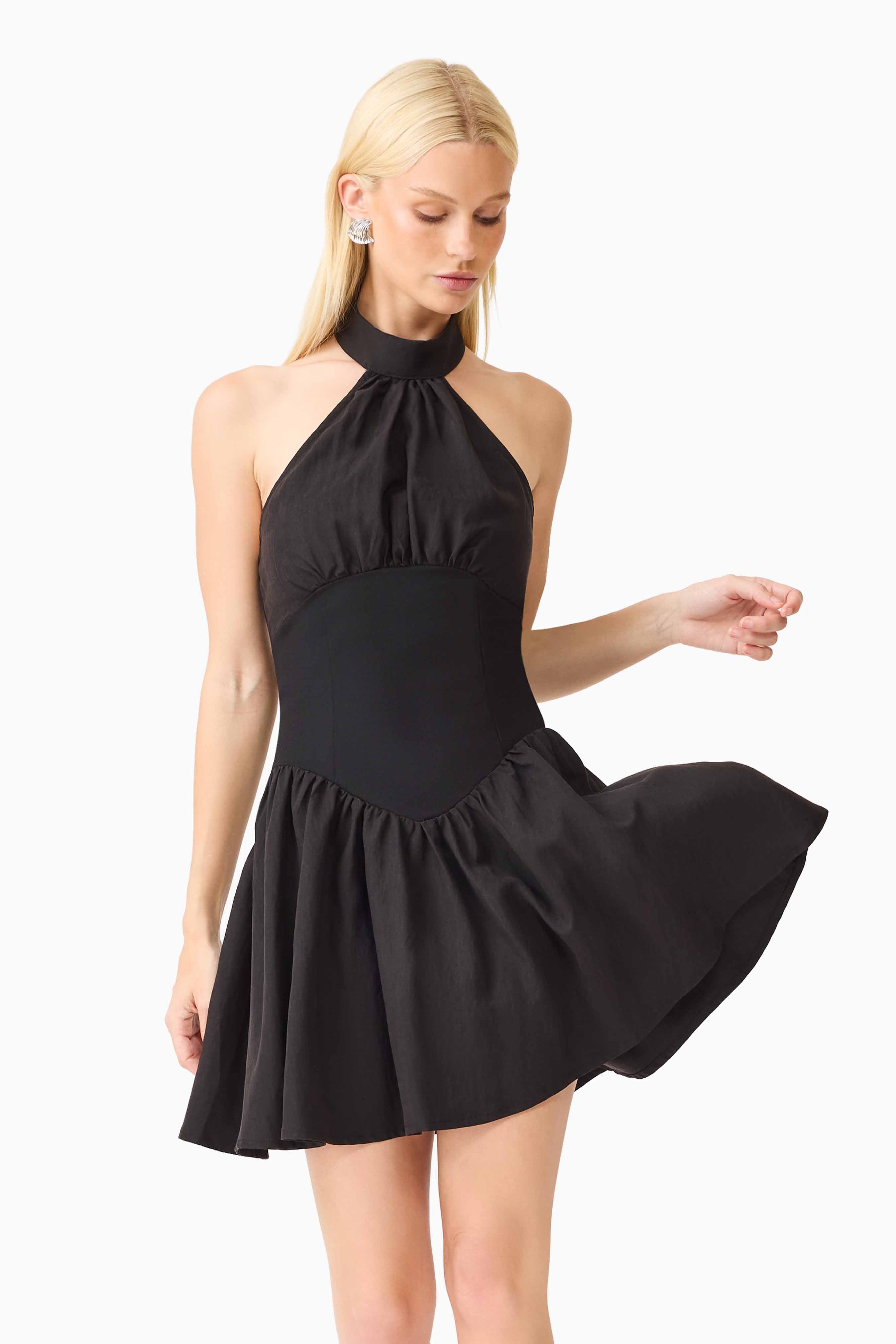 CURAAE Amaris Halter Mini Dress in Black