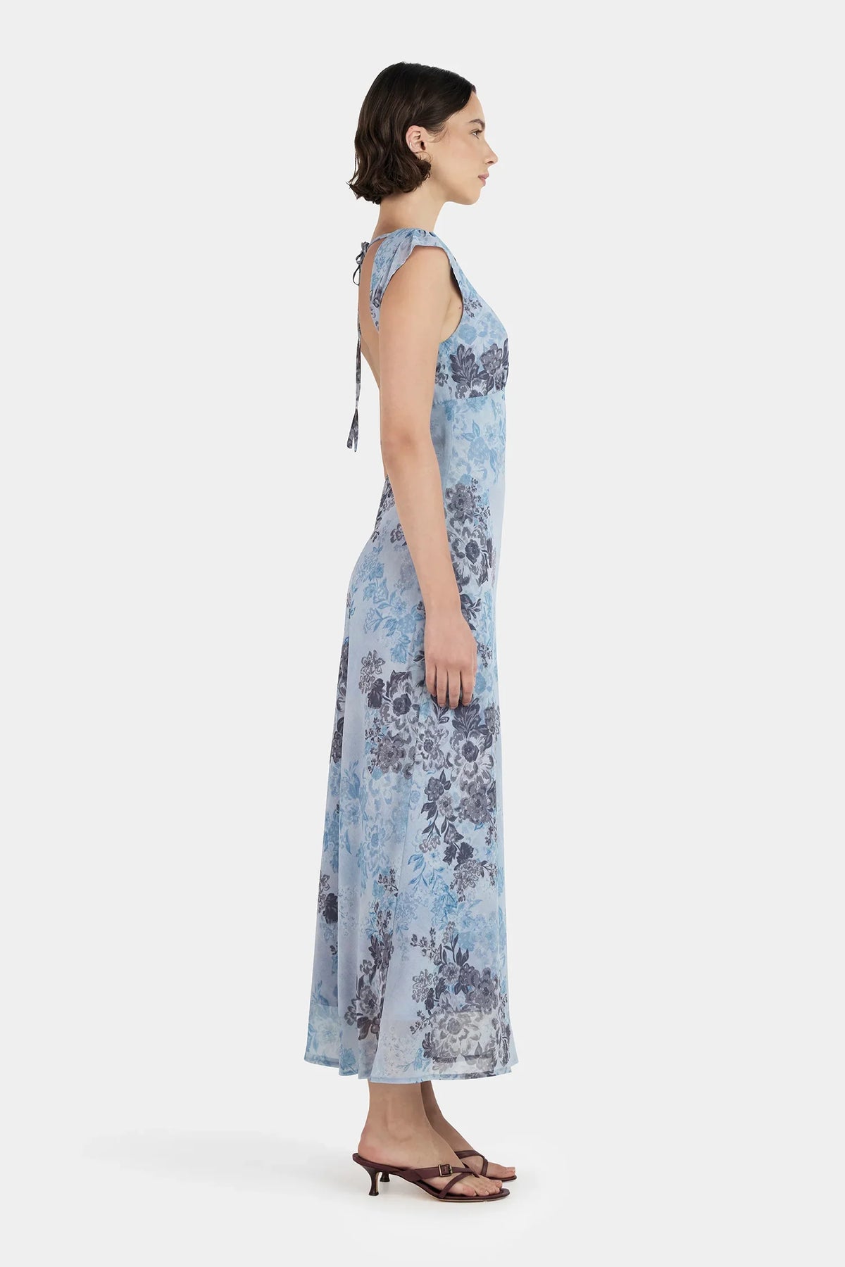 Cabello Blue Jasmine Low Back SS Midi Dress