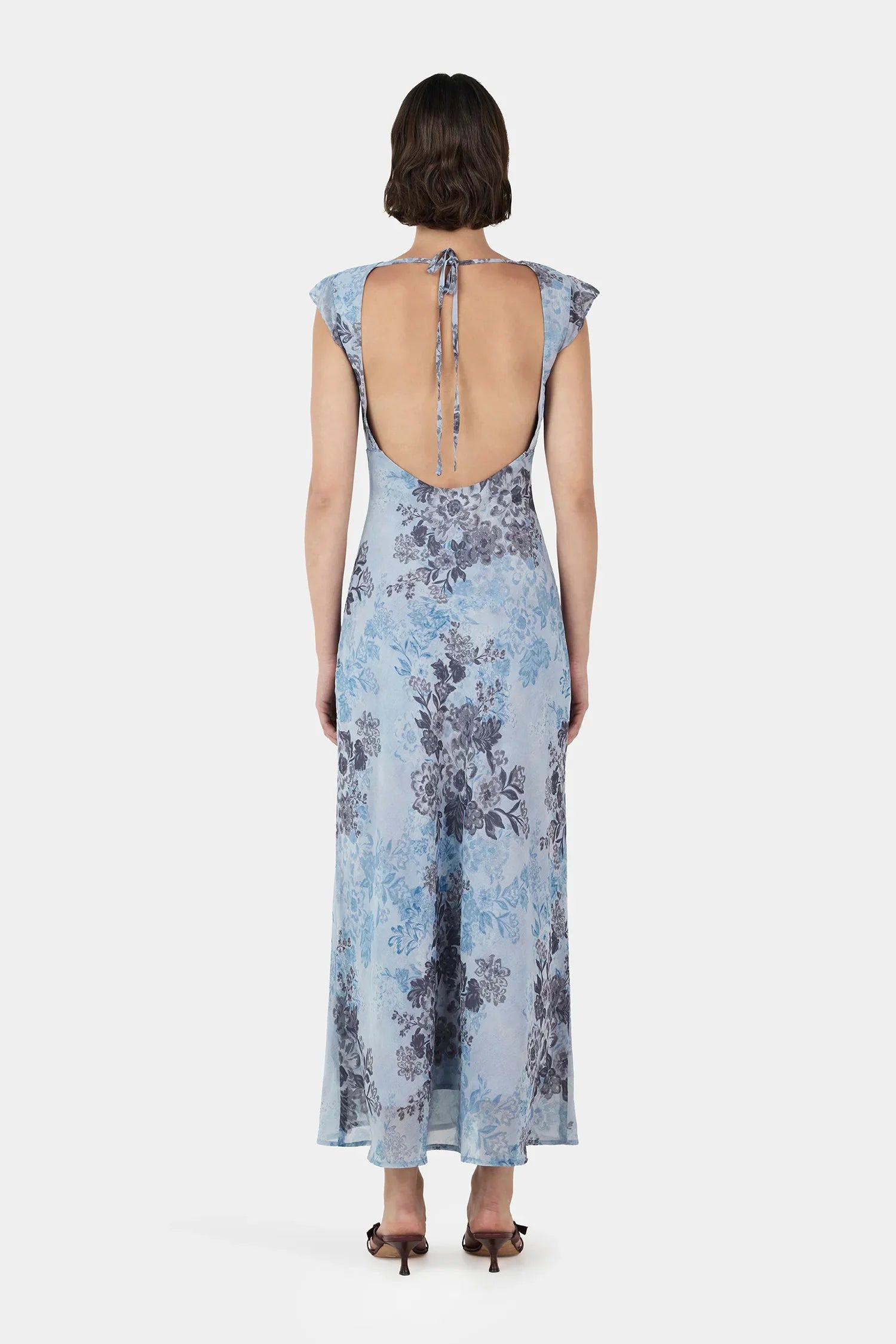 Cabello Blue Jasmine Low Back SS Midi Dress