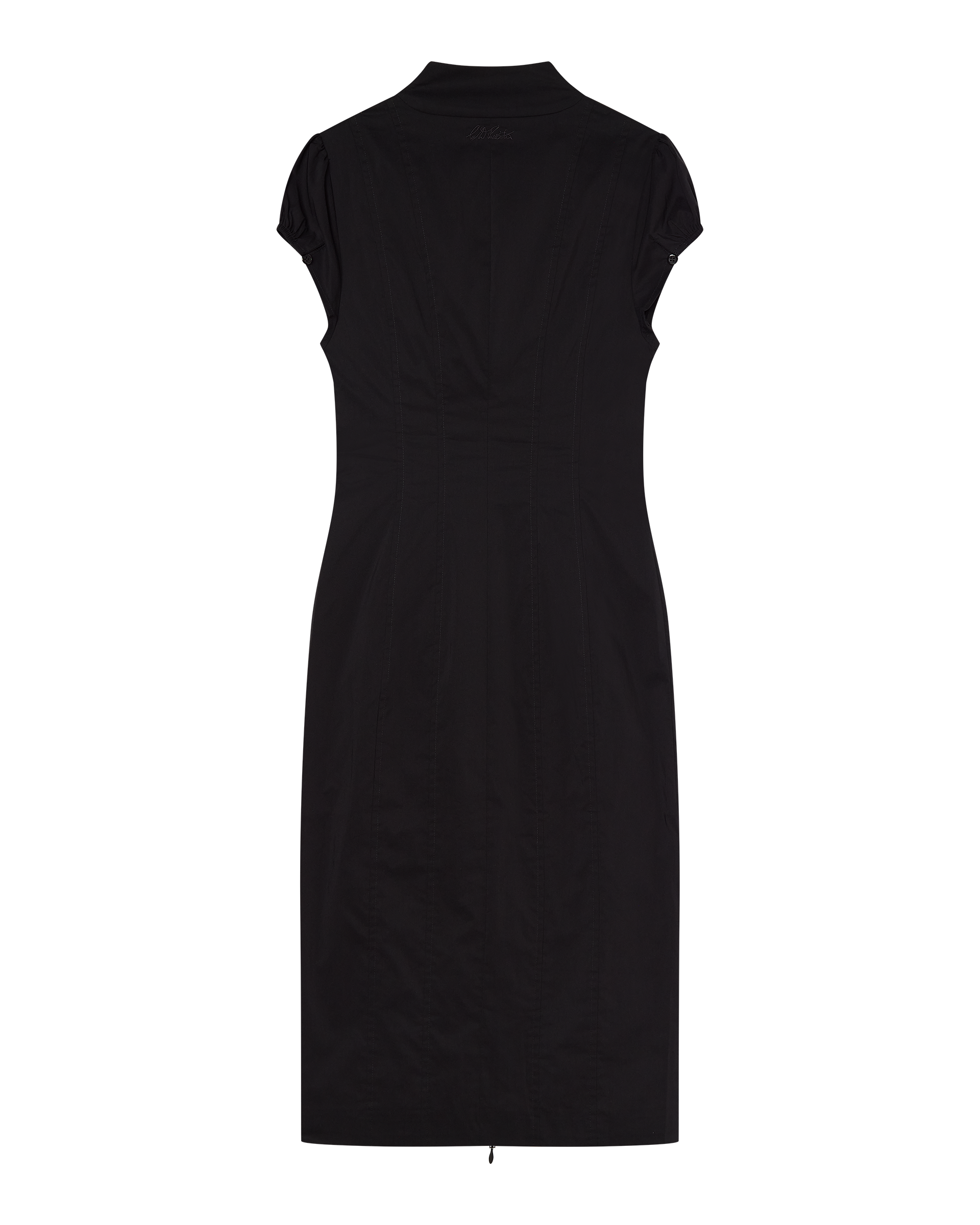 Colette Panelled Puff Sleeve Midi Dress - Black