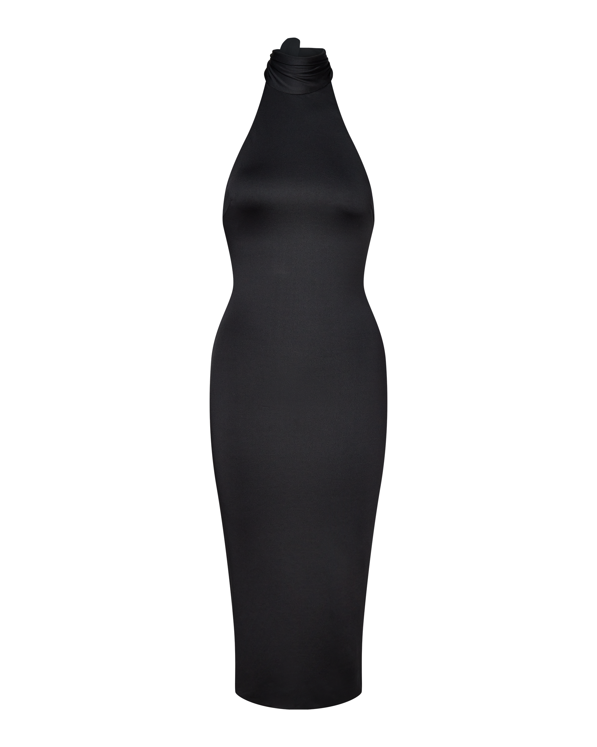 Cleo Halter Tie Midi Dress - Black