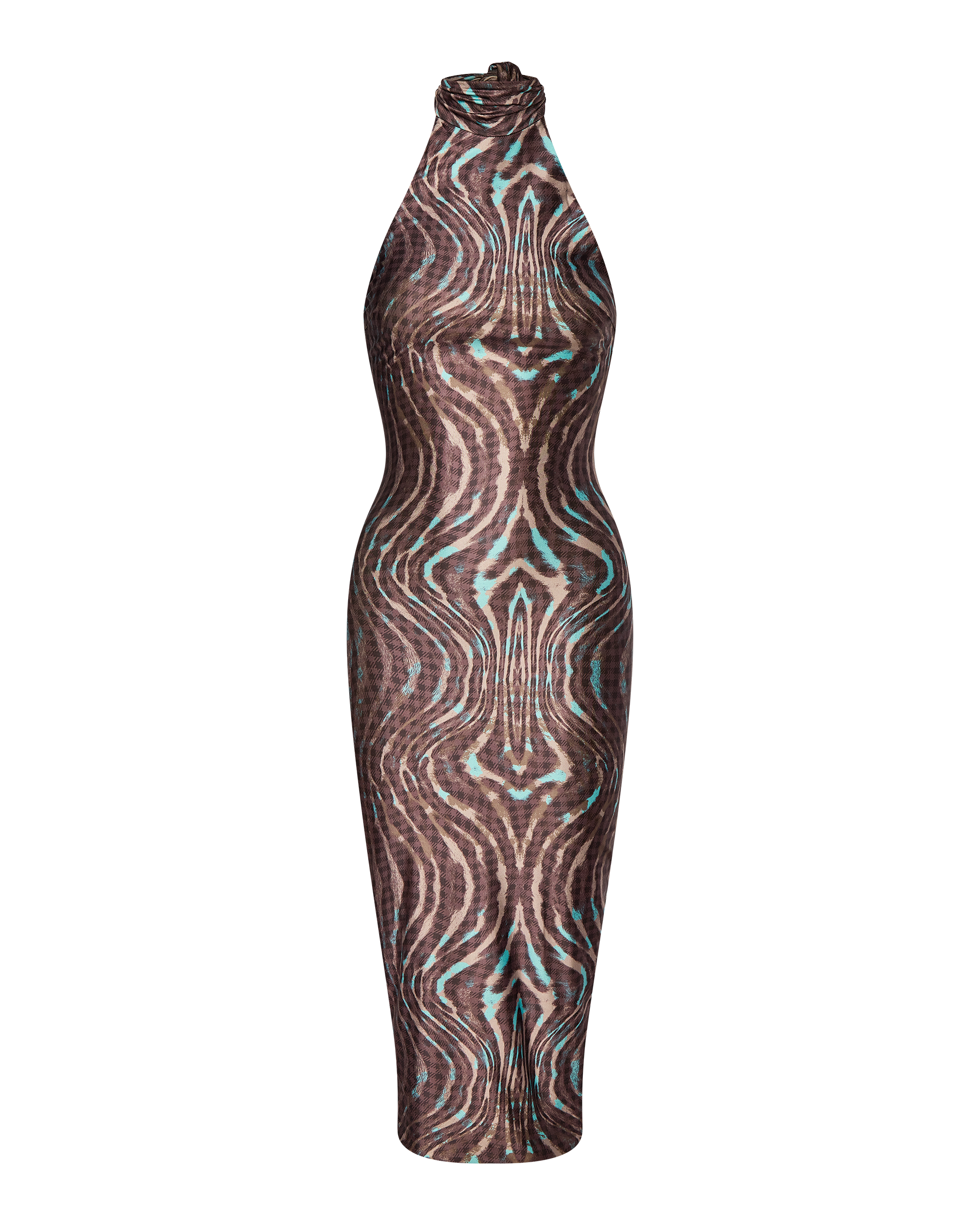 Cleo Halter Tie Midi Dress - Warped Check