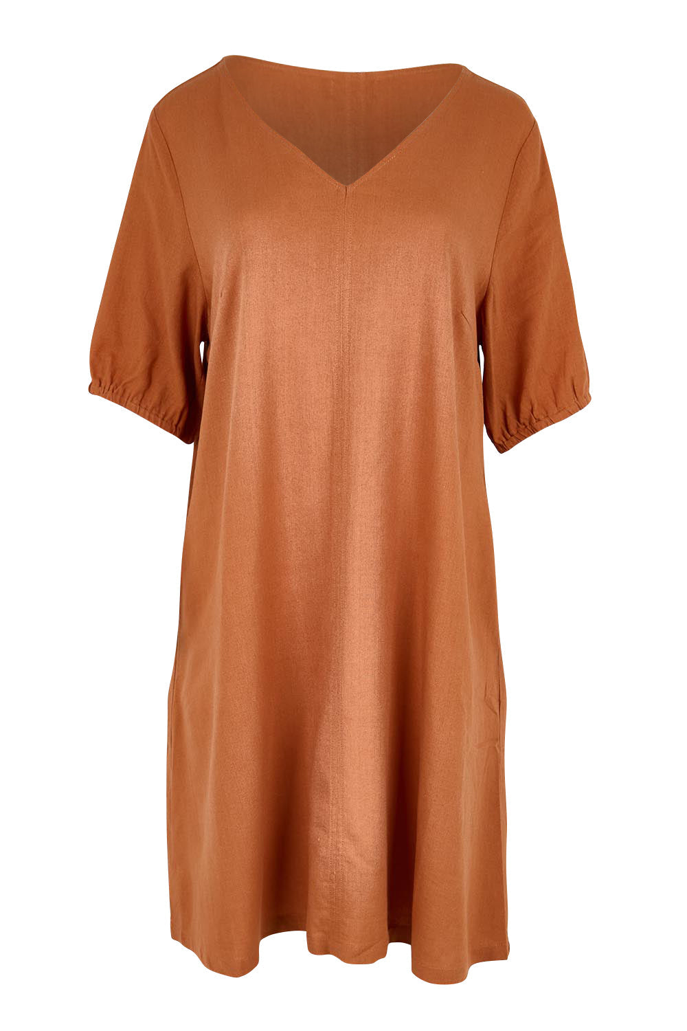 Core Linen V Shift Dress – Cinnamon