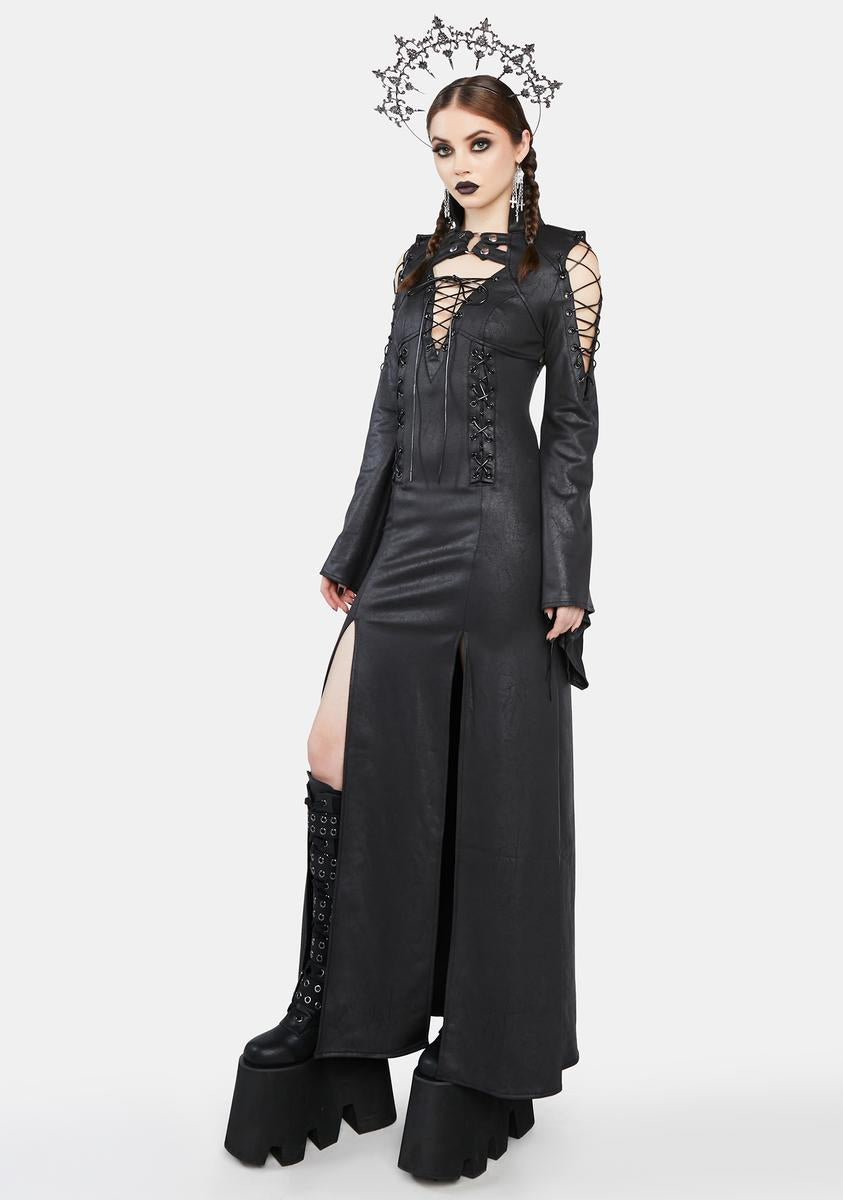 Gothic Black Widow Maxi Dress