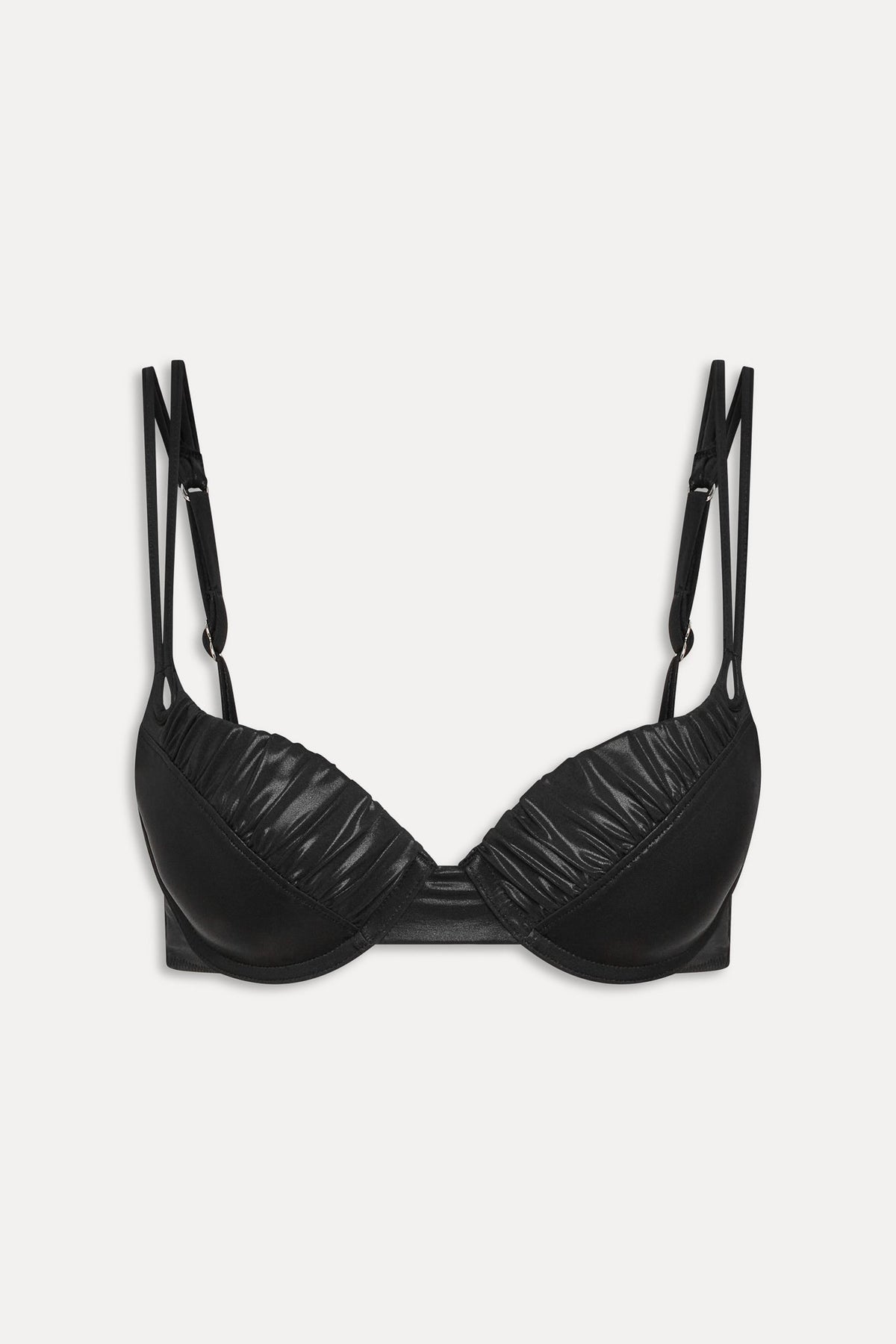 X Khy Cherish Metallic Push Up Bikini Top - Black Chrome